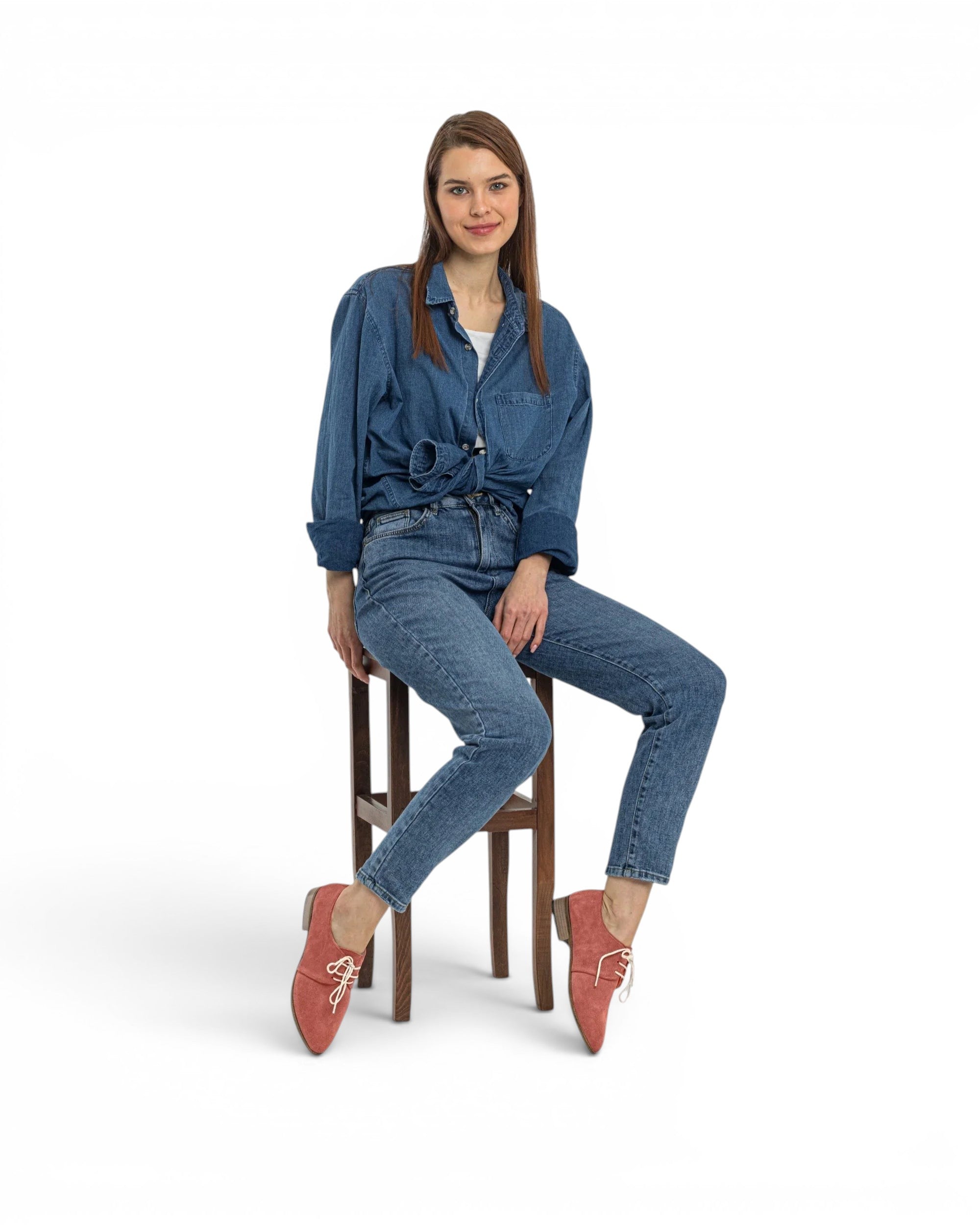 Back view Pink Pointed Toe Oxford - Calf Leather Handcrafted | Bespoky