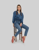 Back view Pink Pointed Toe Oxford - Calf Leather Handcrafted | Bespoky