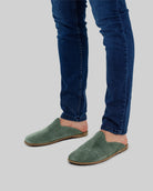 Top view Green Shearling Slippers - Handcrafted Calf Leather | Bespoky
