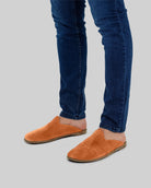 Top view Orange Shearling Slippers - Handcrafted Calf Leather | Bespoky