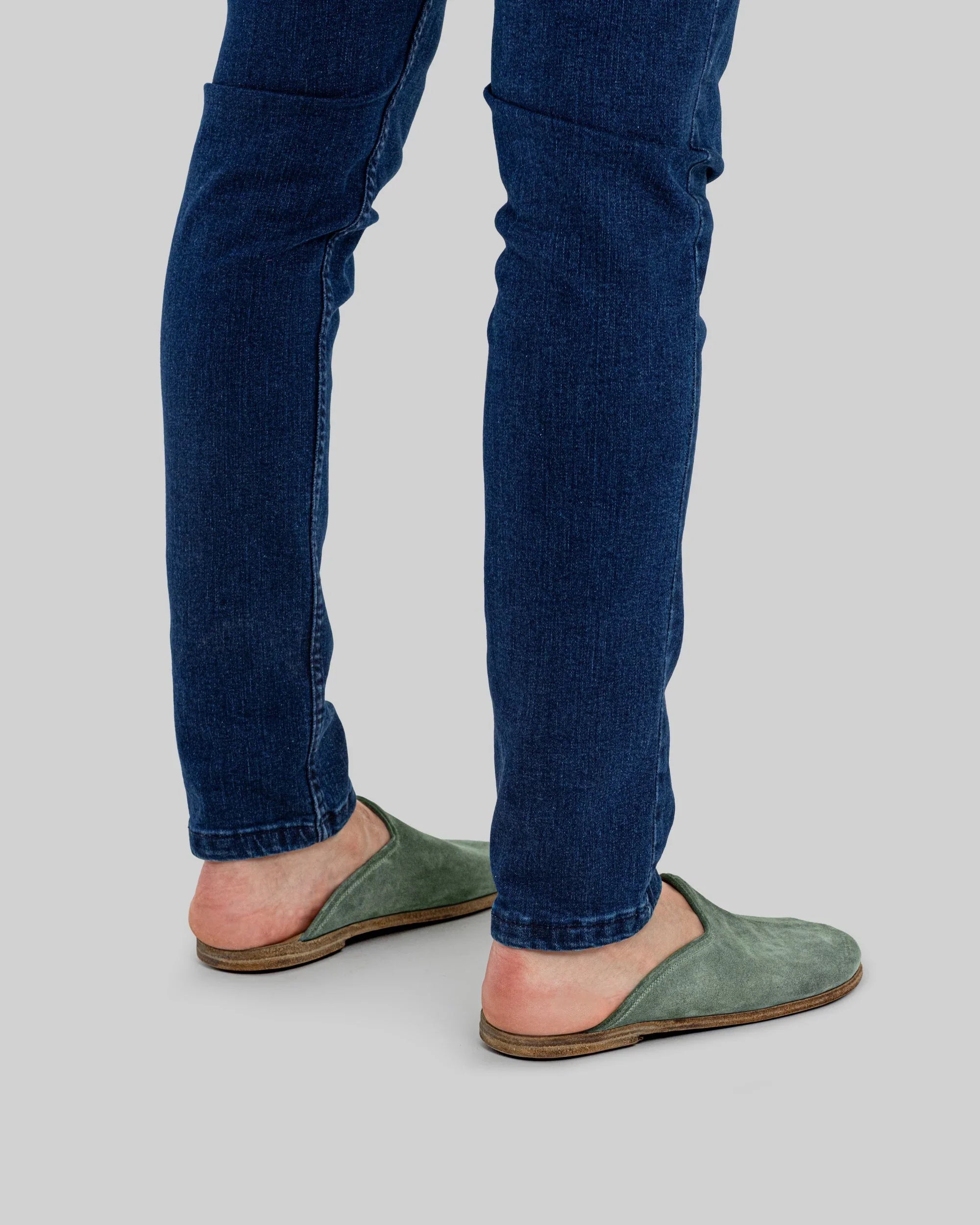 Detail Green Suede Slippers - Handcrafted Calf Leather Turkey | Bespoky