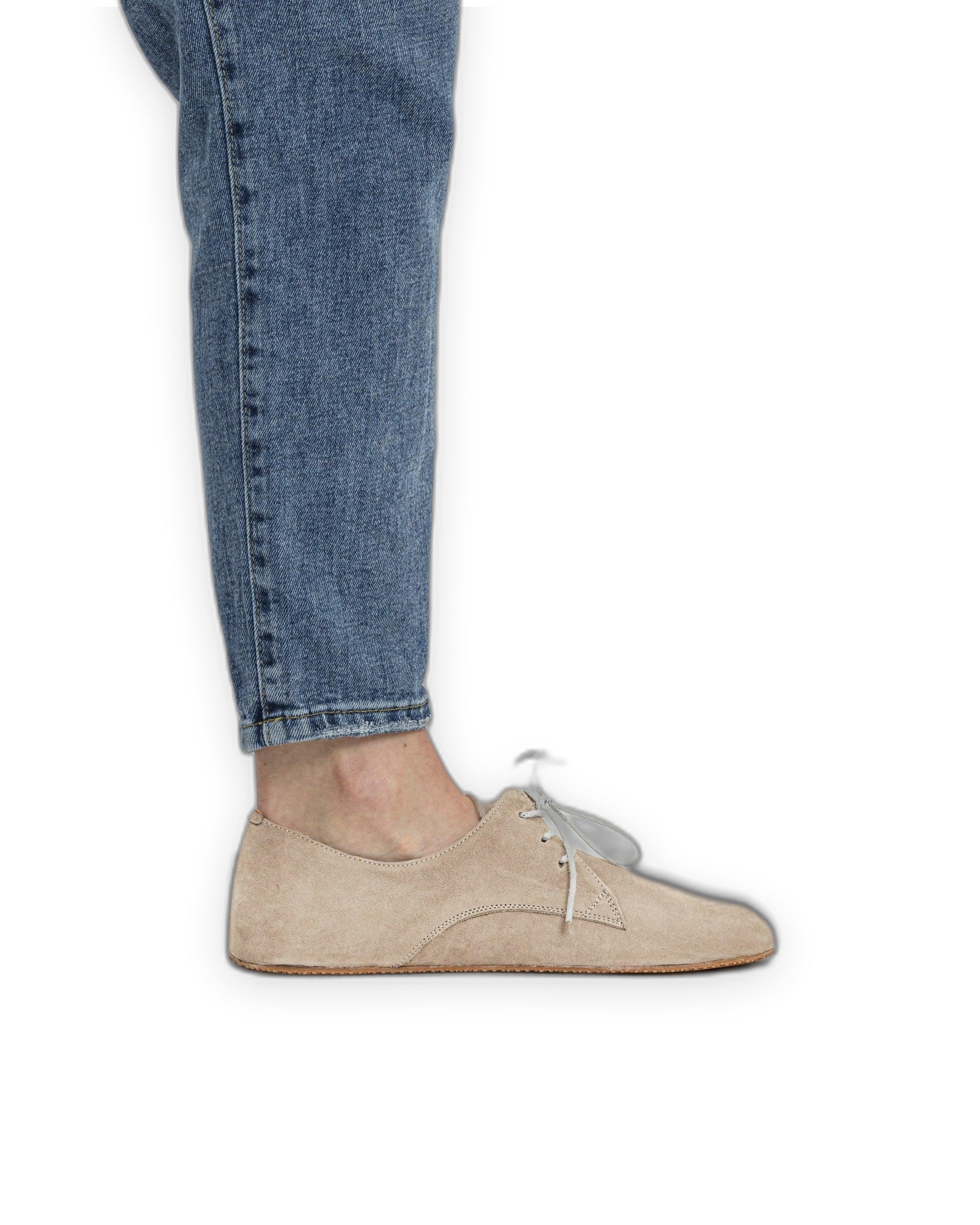 Back view Beige Nubuck Oxford Shoes - Calf Leather Handcrafted | Bespoky