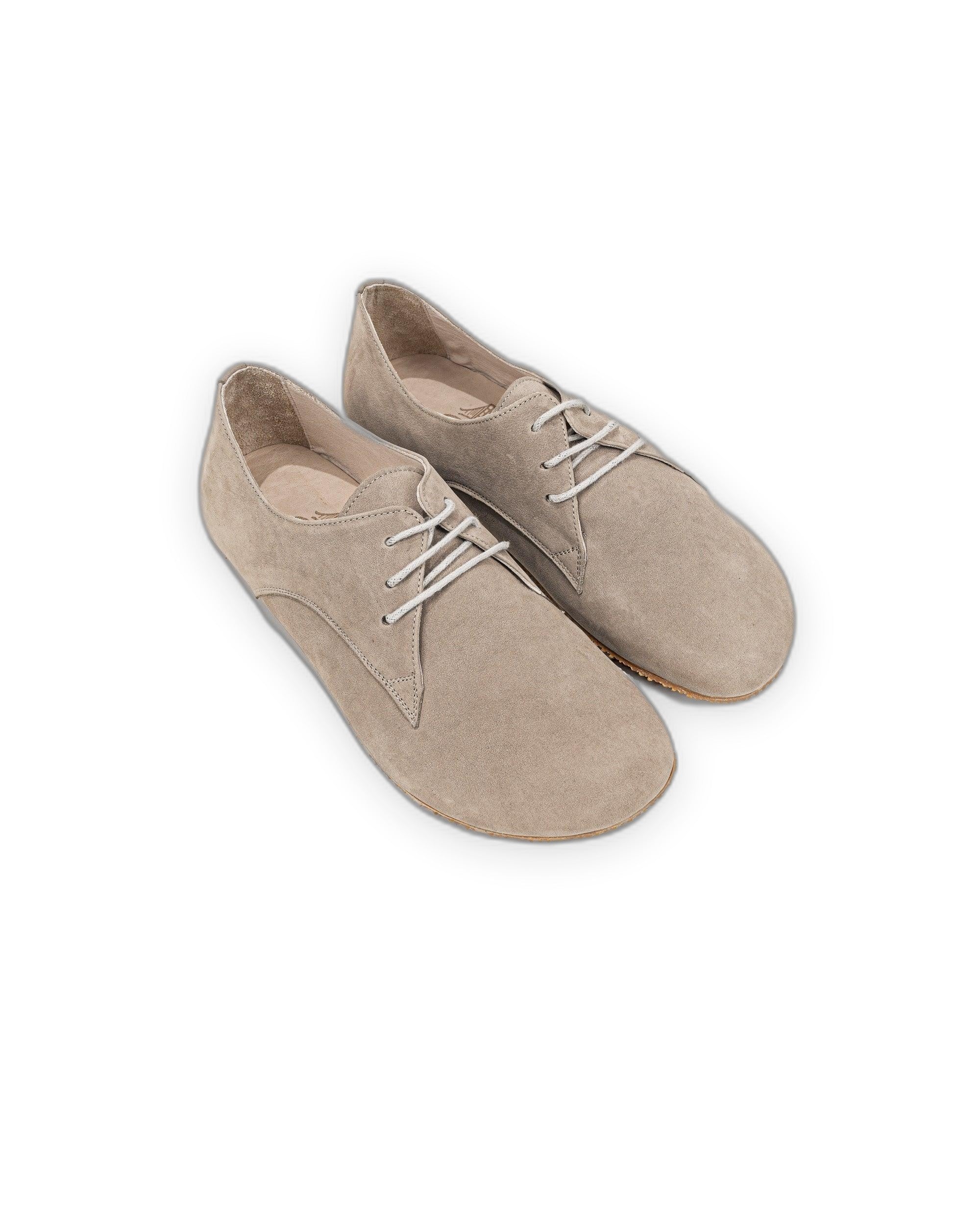 Men's Beige Nubuck Oxford Shoes - Handcrafted Calf Leather Wide Toe Box | Bespoky