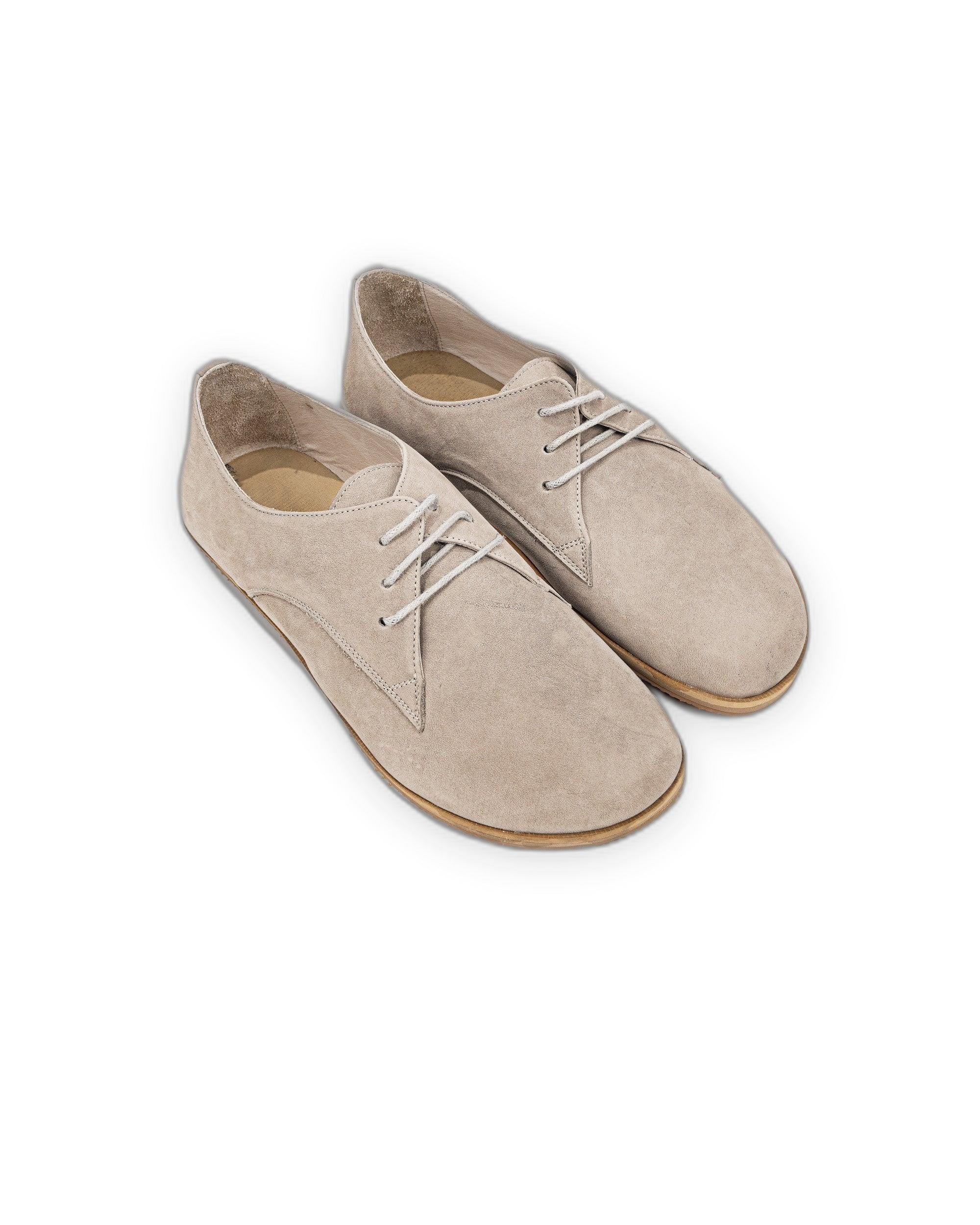 Men's Beige Nubuck Oxford Shoes - Handcrafted Calf Leather Wide Toe Box | Bespoky