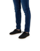 Side view Black Suede Oxford Shoes - Calf Leather Zero Drop | Bespoky