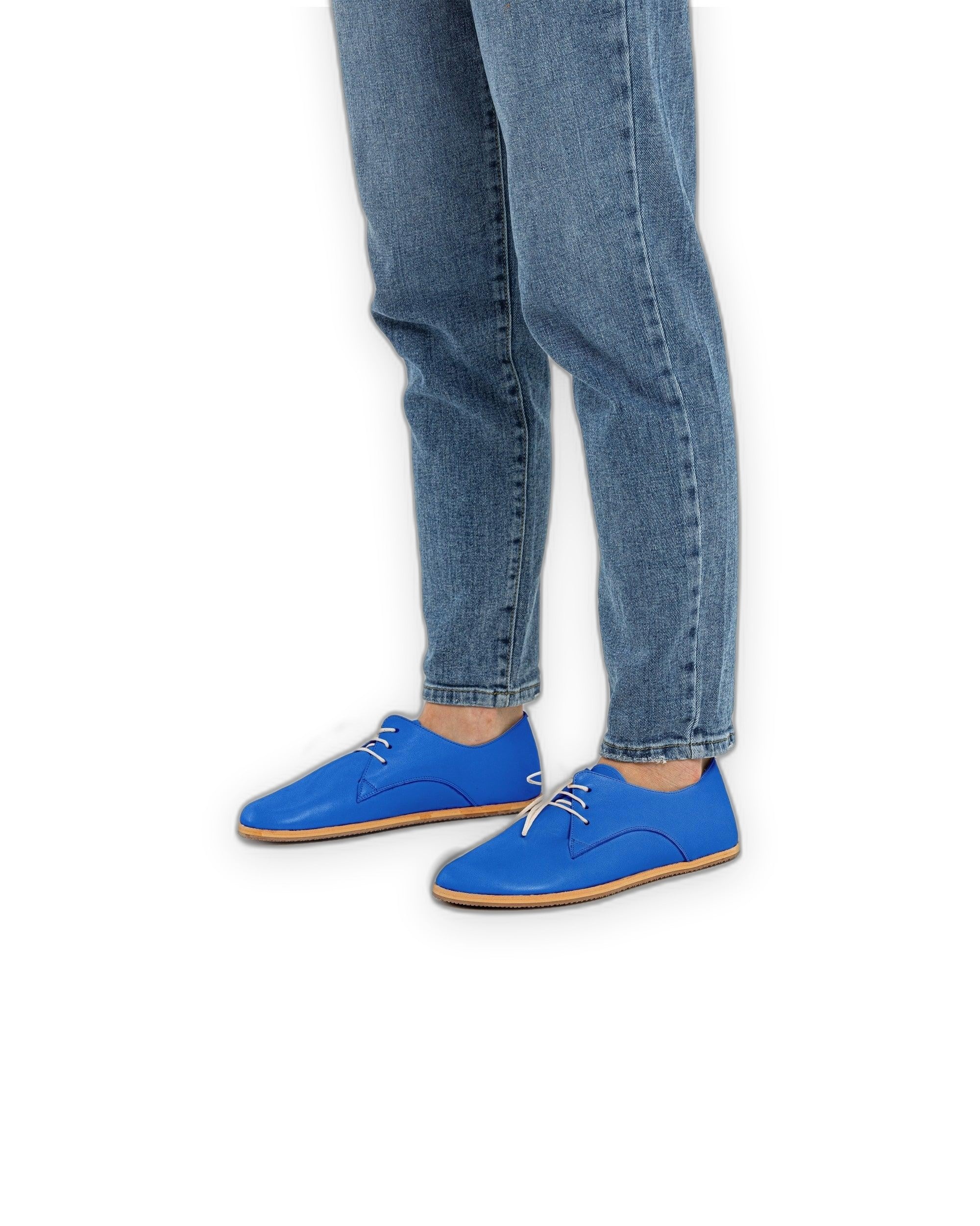 Detail Blue Oxford Shoes - Handcrafted Calf Leather Turkey | Bespoky