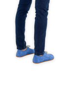 Detail Blue Suede Oxford Shoes - Handcrafted Calf Leather Turkey | Bespoky