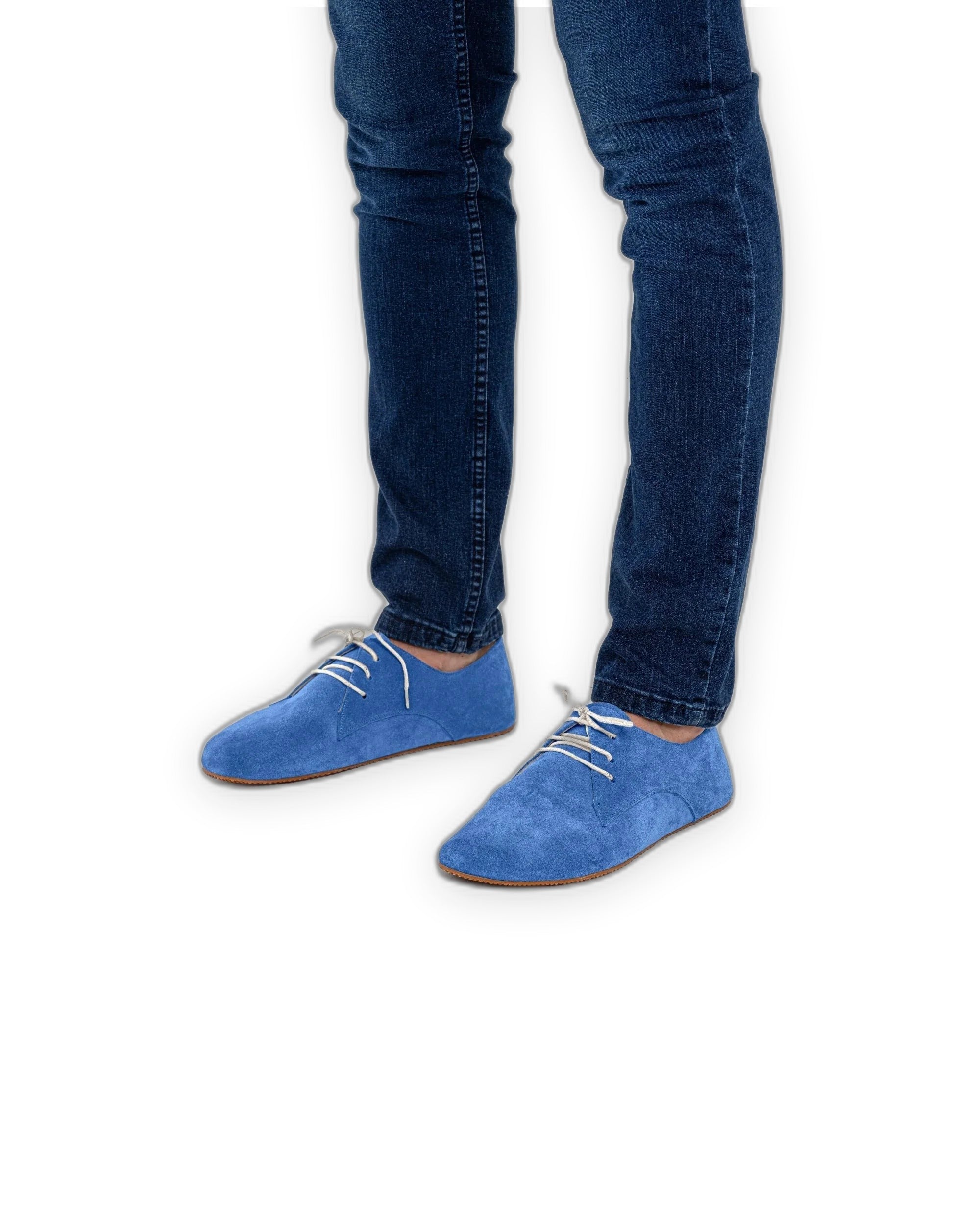 Detail Blue Suede Oxford Shoes - Handcrafted Calf Leather Turkey | Bespoky