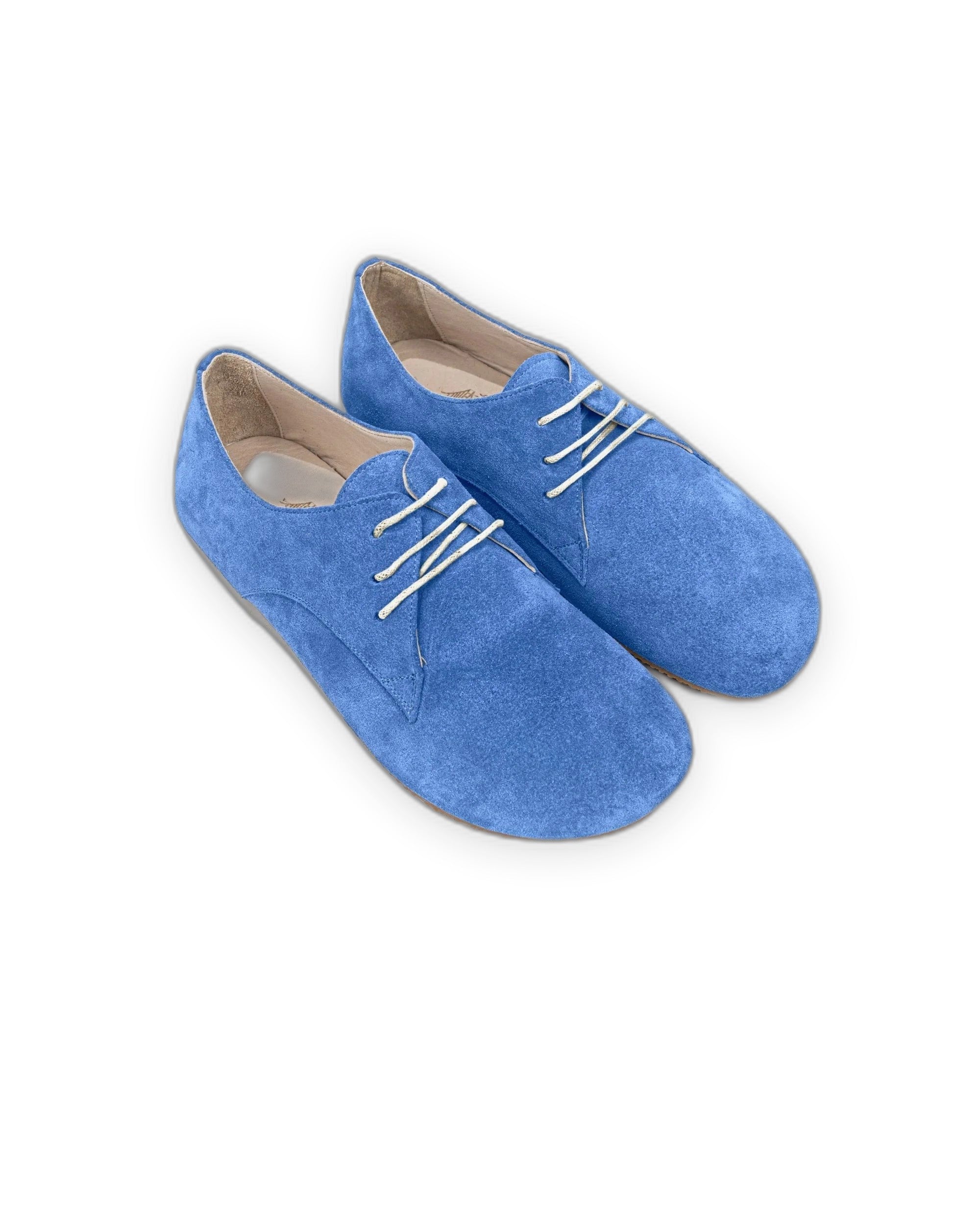 Men's Blue Suede Oxford Shoes - Handcrafted Calf Leather Wide Toe Box | Bespoky