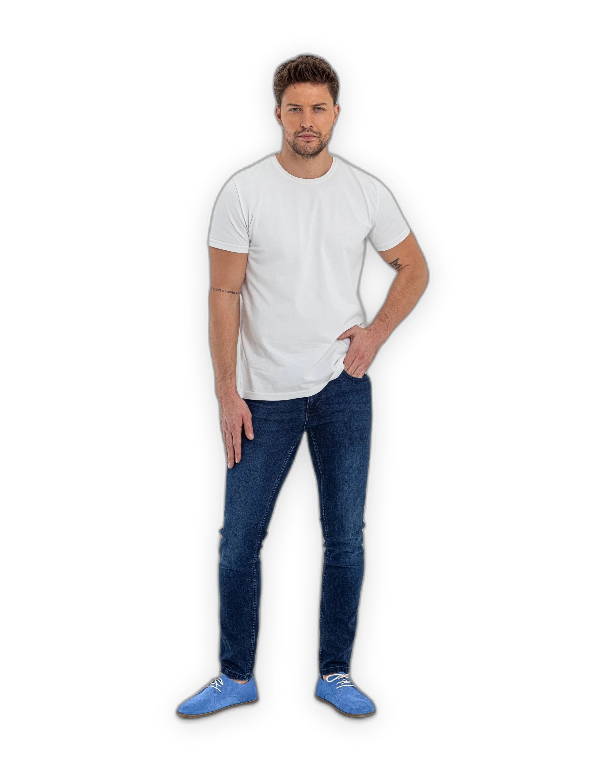 Pair Blue Suede Oxford Shoes - Barefoot Wide Toe Calf Leather | Bespoky