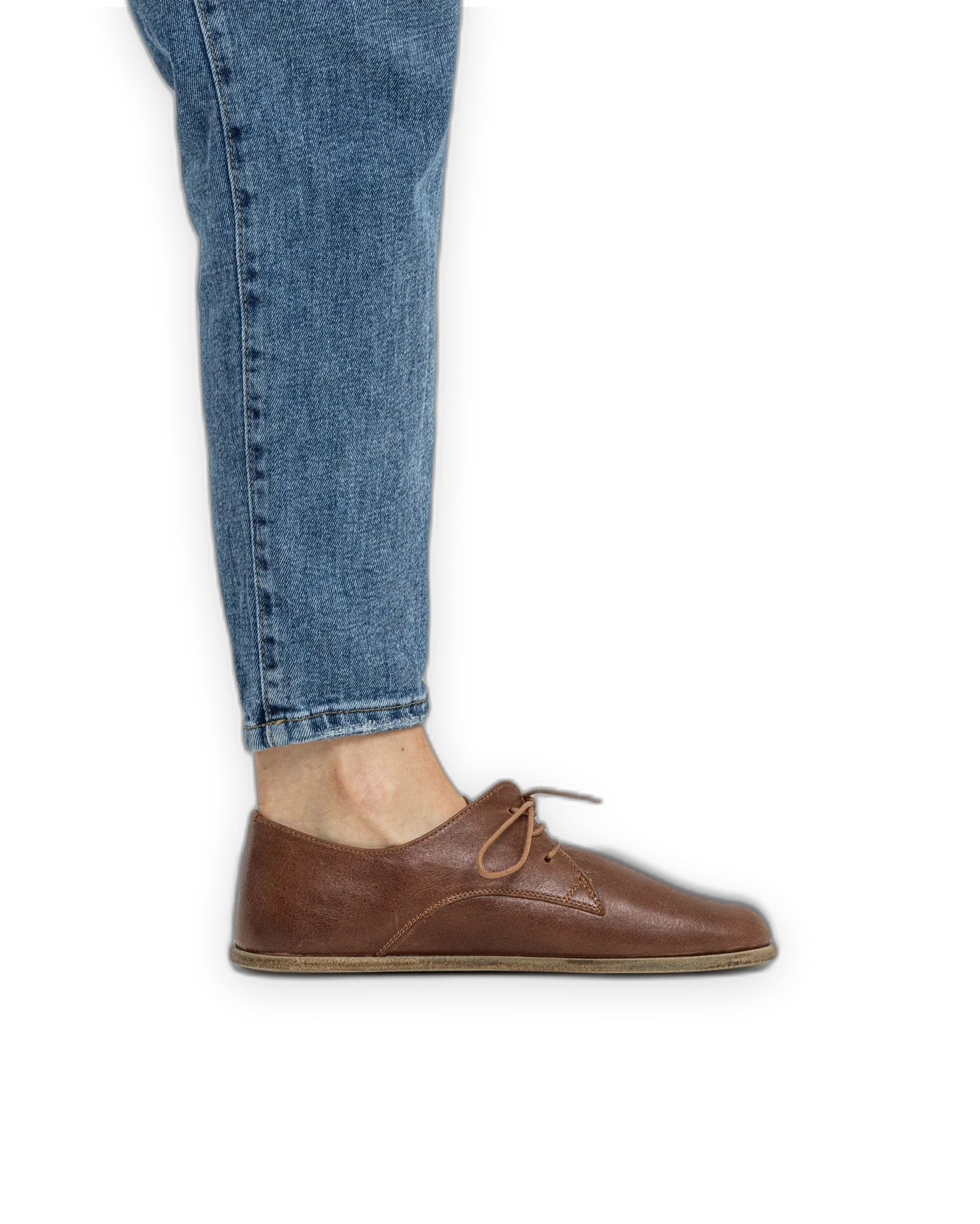 Pair Brown Oxford Shoes - Barefoot Wide Toe Calf Leather | Bespoky