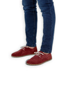 Side view Burgundy Suede Oxford Shoes - Calf Leather Zero Drop | Bespoky