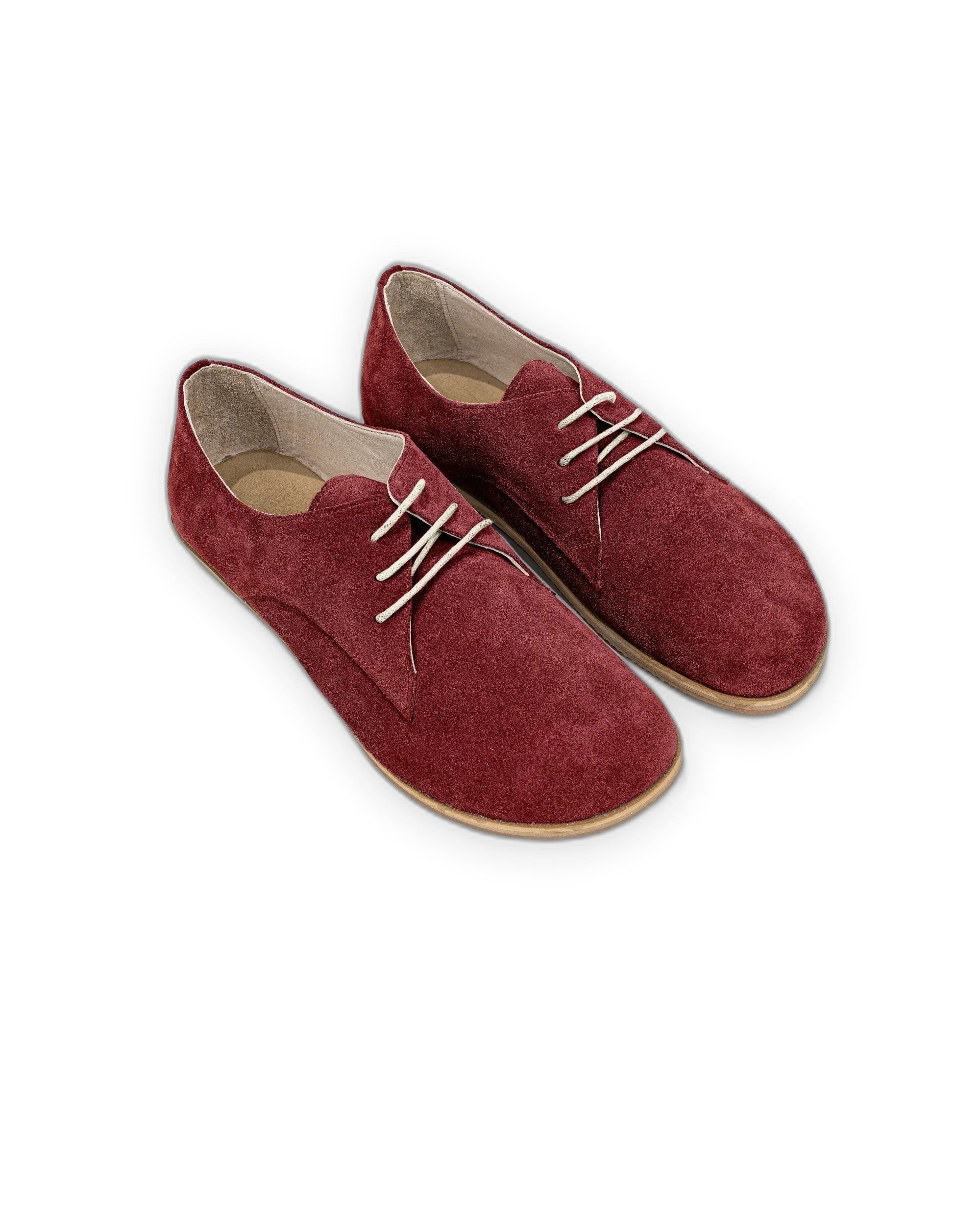 Men's Burgundy Suede Oxford Shoes - Handcrafted Calf Leather Wide Toe Box | Bespoky