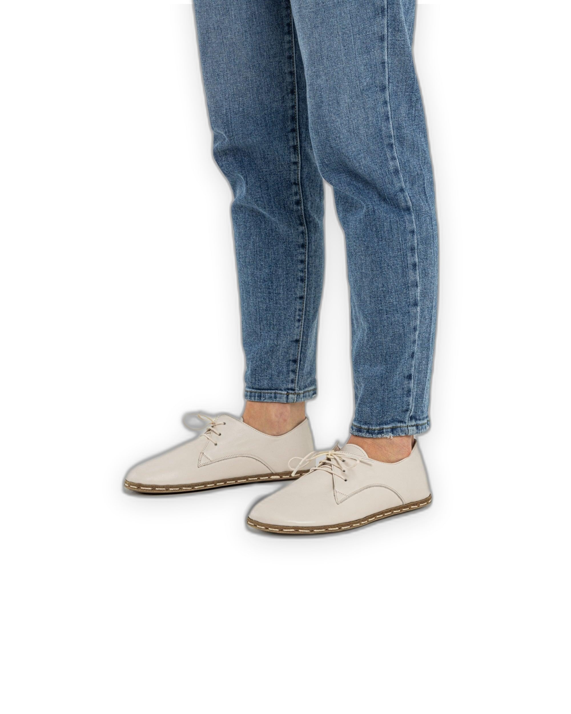 Top view Cream Oxford Shoes - Handcrafted Calf Leather | Bespoky