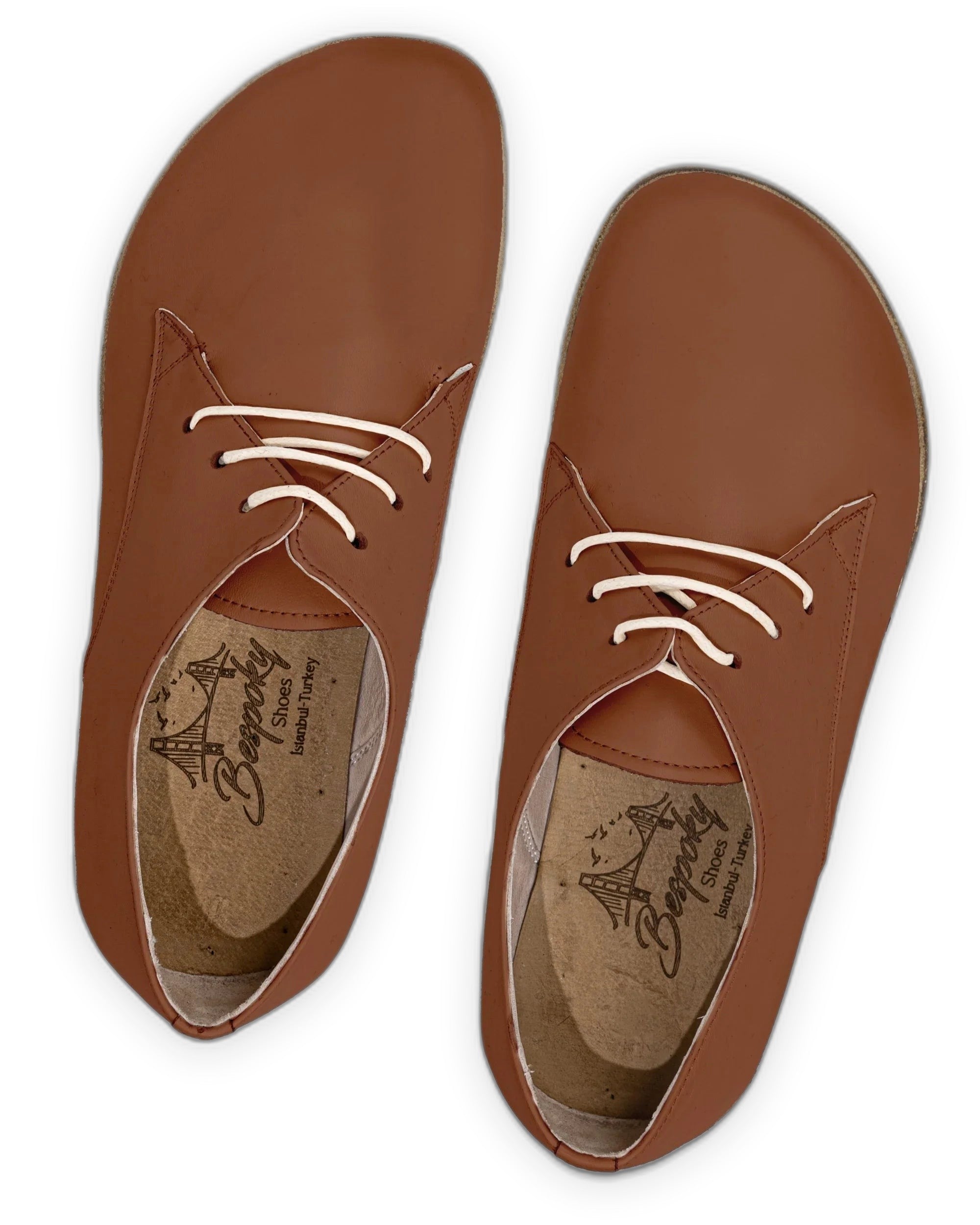 Pair Dark Brown Oxford Shoes - Barefoot Wide Toe Calf Leather | Bespoky