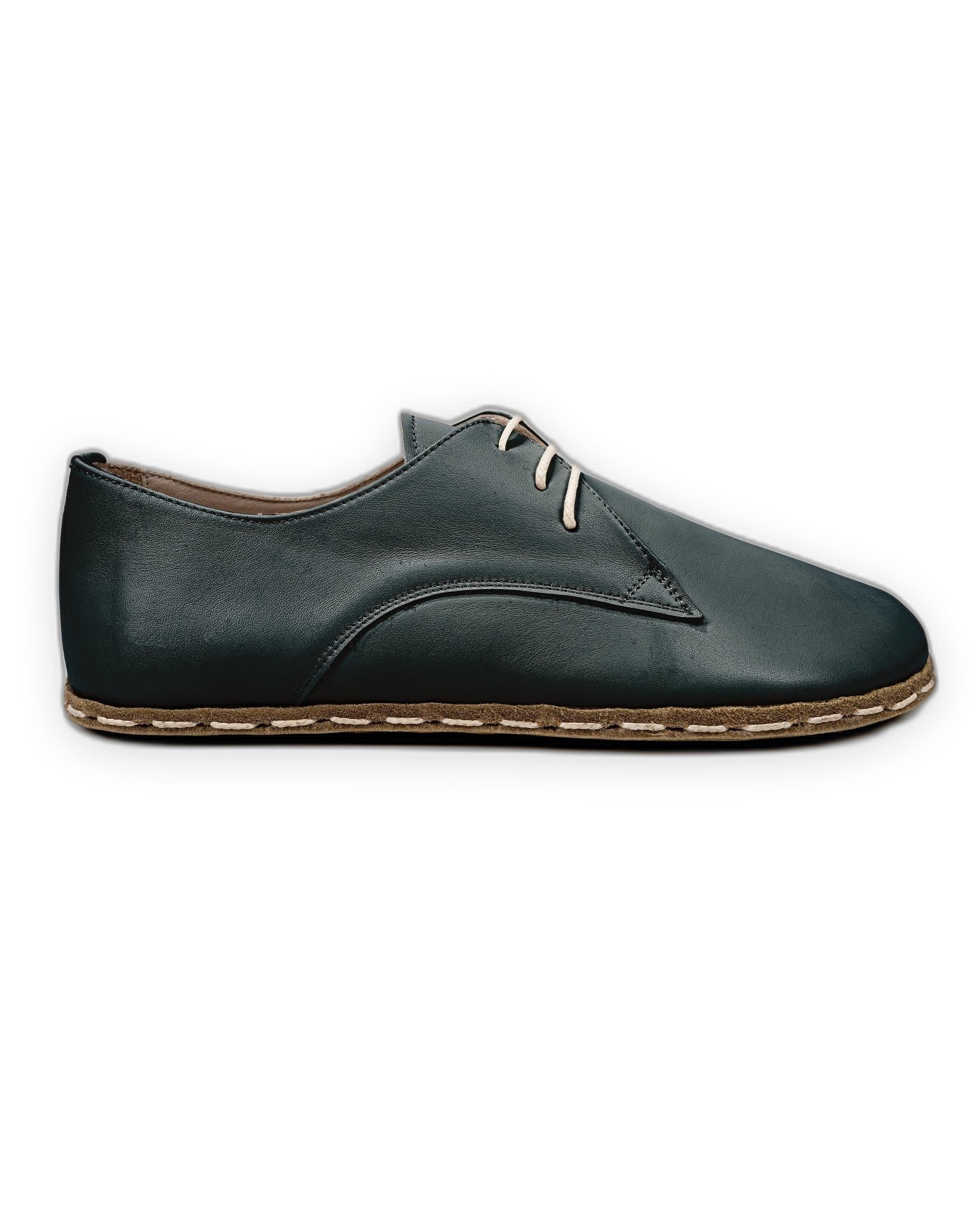 Side view Dark Green Oxford Shoes - Calf Leather Zero Drop | Bespoky