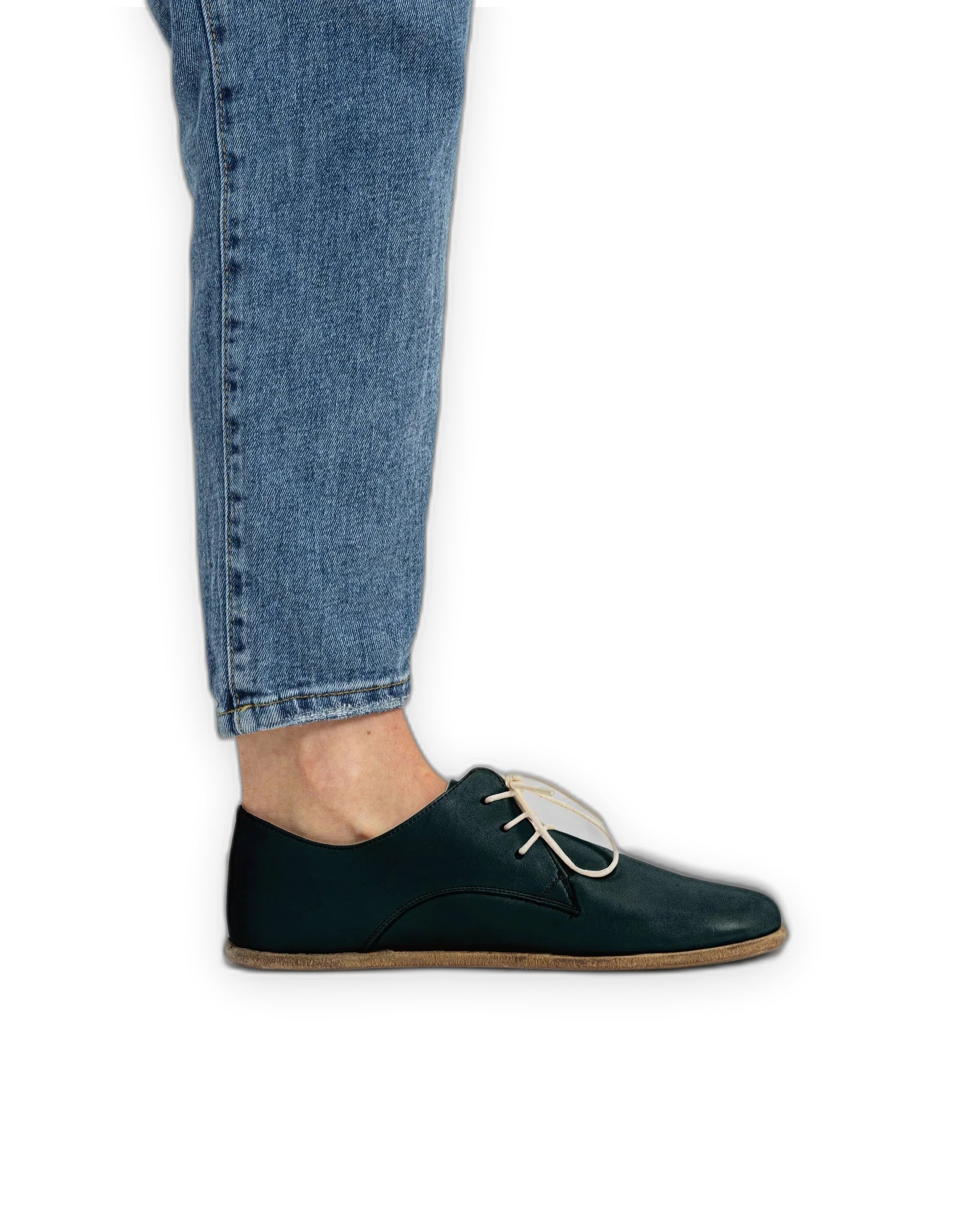 Pair Dark Green Oxford Shoes - Barefoot Wide Toe Calf Leather | Bespoky