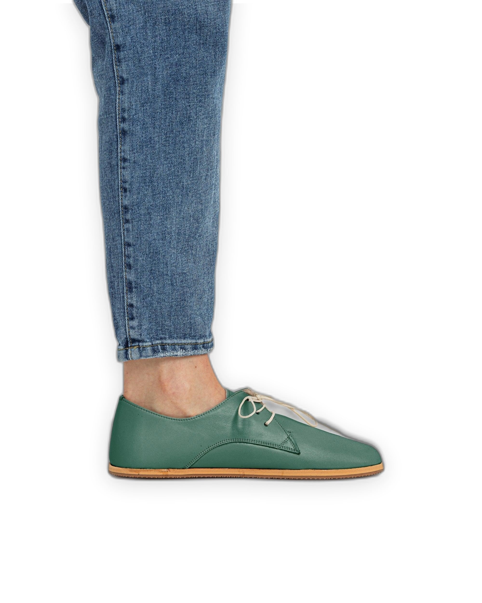 Detail Green Oxford Shoes - Handcrafted Calf Leather Turkey | Bespoky