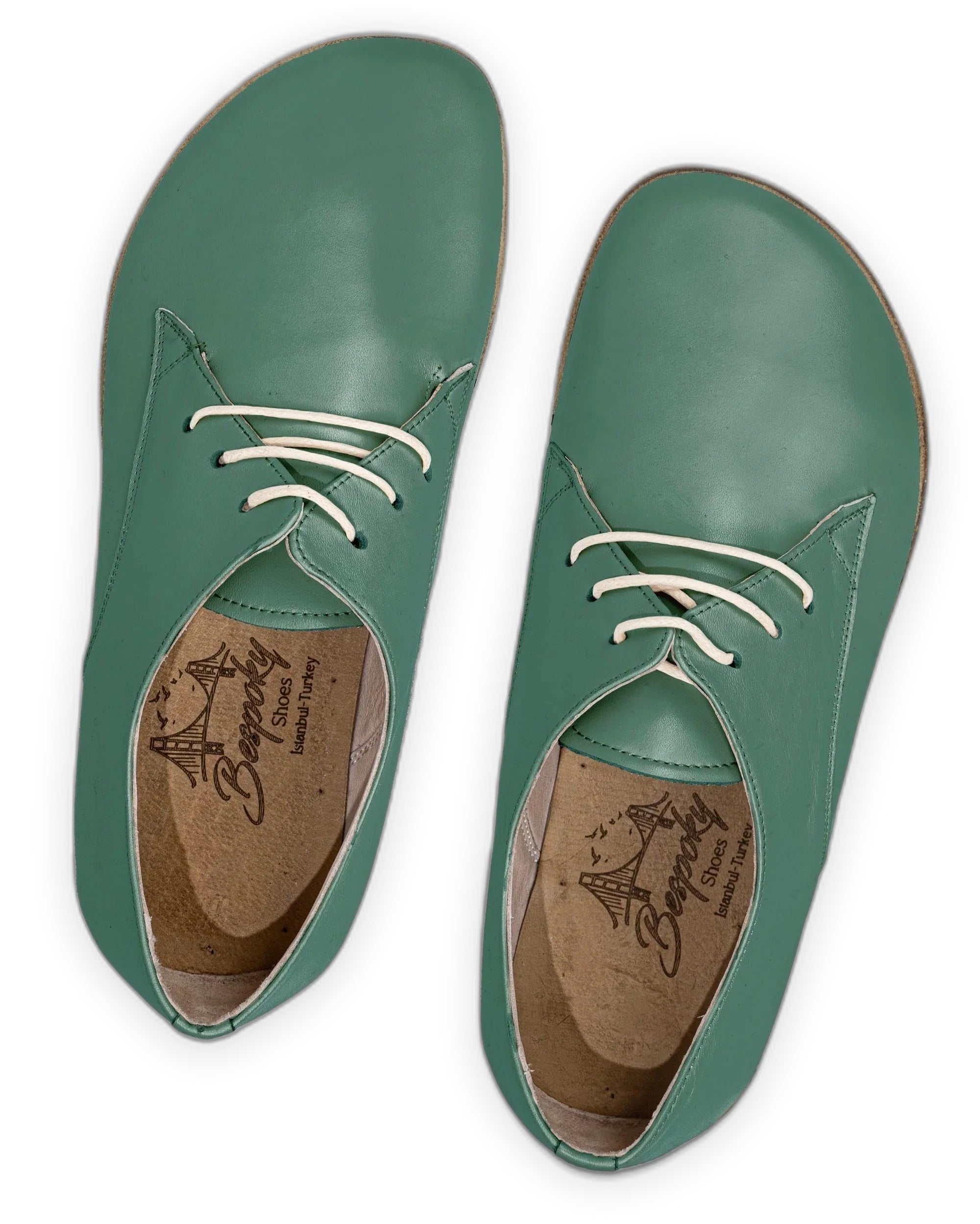 Side view Green Oxford Shoes - Calf Leather Zero Drop | Bespoky