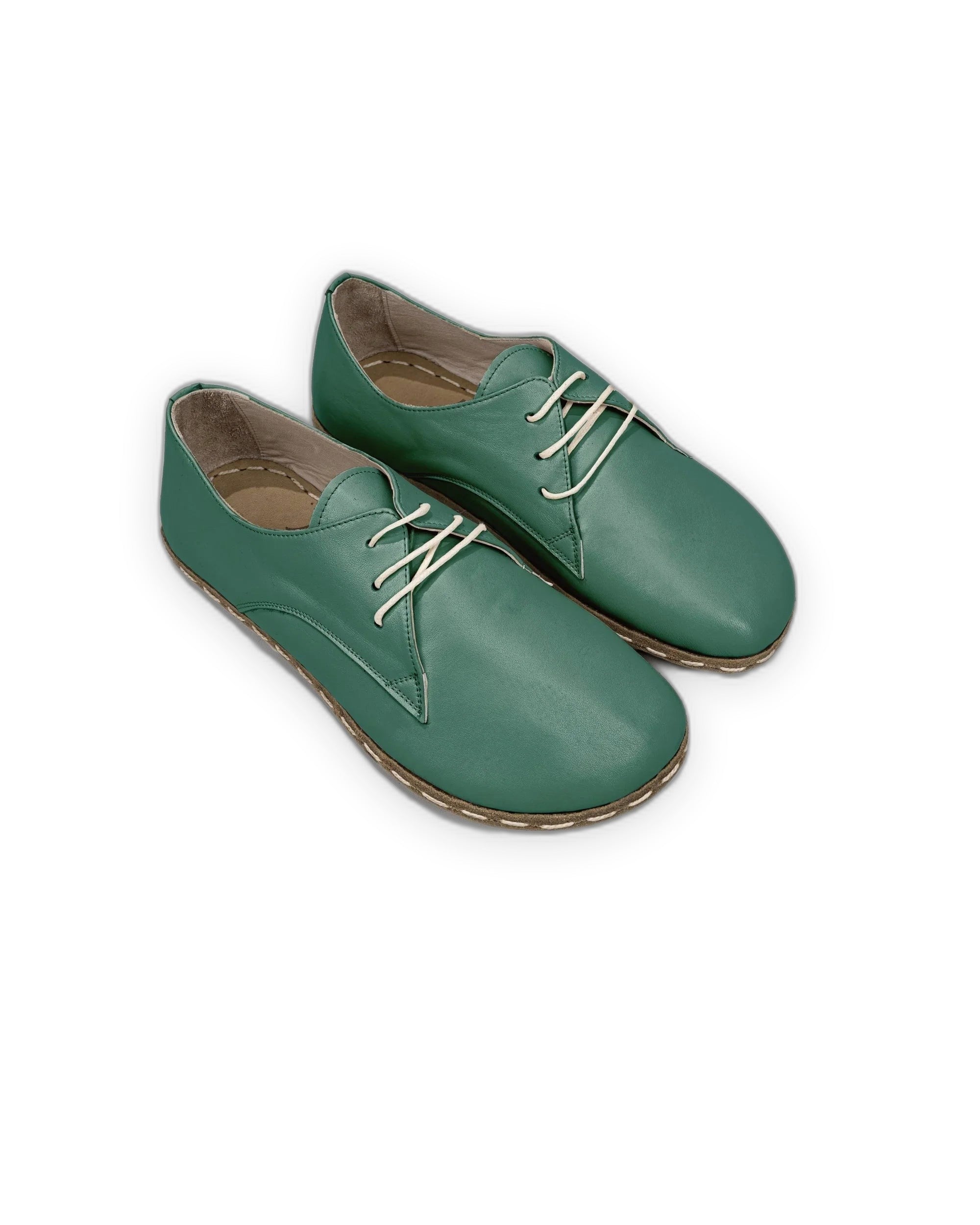 Men's Green Oxford Shoes - Handcrafted Calf Leather Wide Toe Box | Bespoky