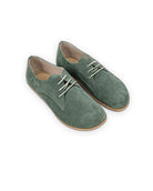 Men's Green Suede Oxford Shoes - Handcrafted Calf Leather Wide Toe Box | Bespoky