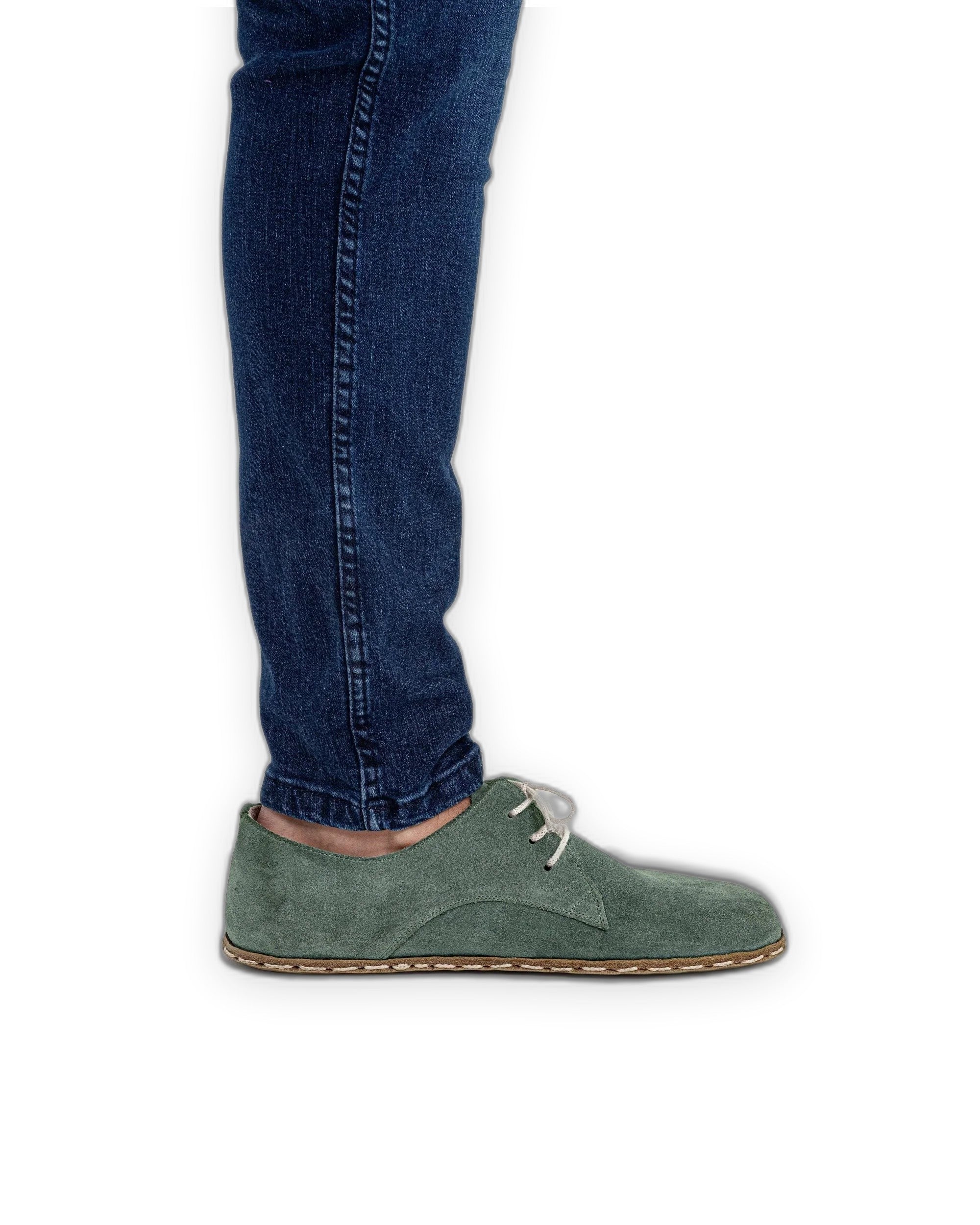 Detail Green Suede Oxford Shoes - Handcrafted Calf Leather Turkey | Bespoky