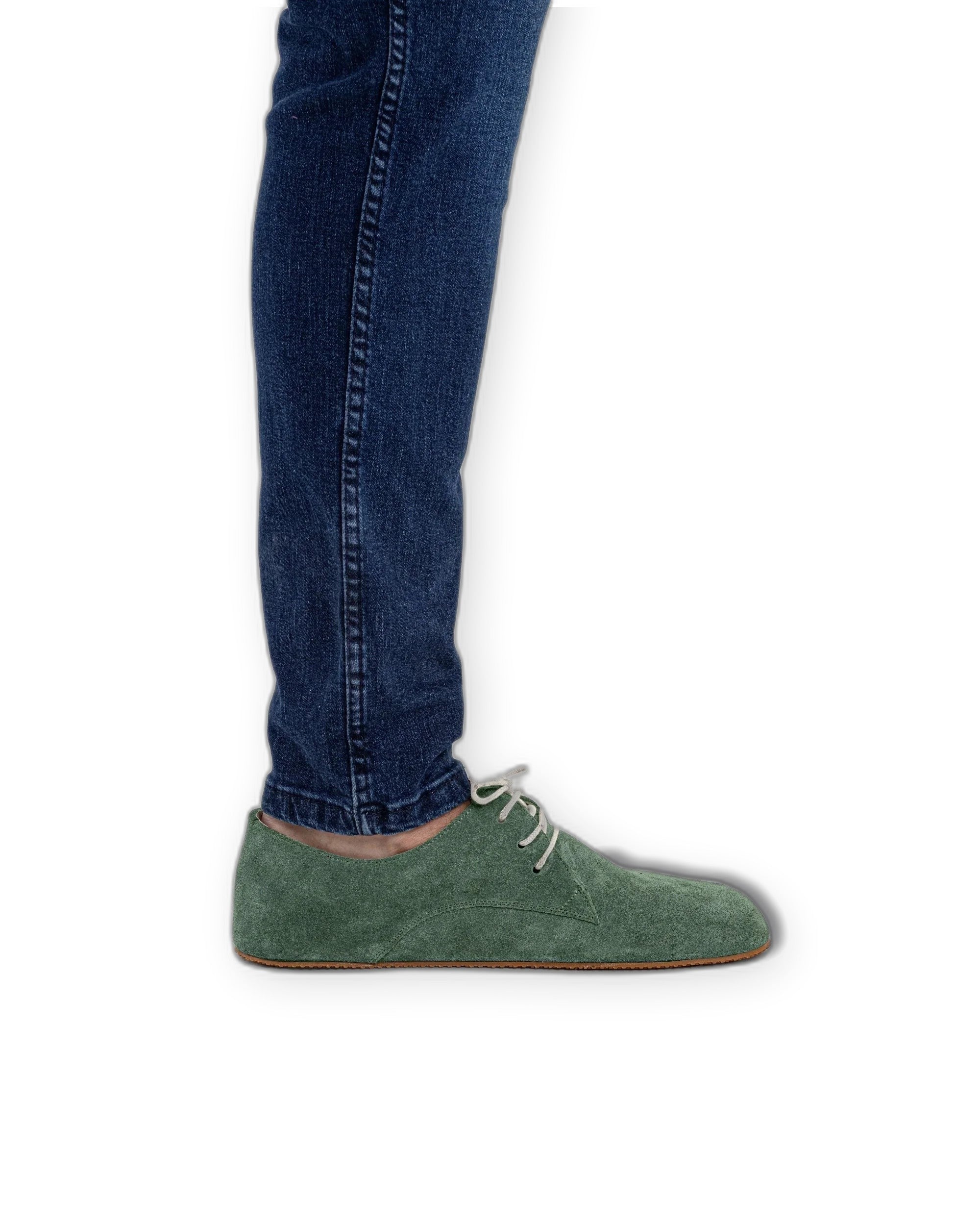 Back view Green Suede Oxford Shoes - Calf Leather Handcrafted | Bespoky