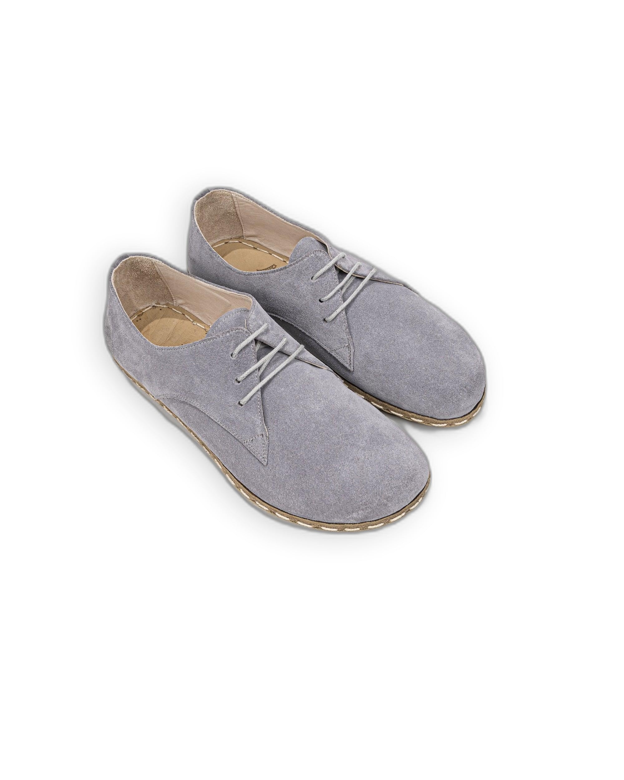 Men's Grey Suede Oxford Shoes - Handcrafted Calf Leather Wide Toe Box | Bespoky