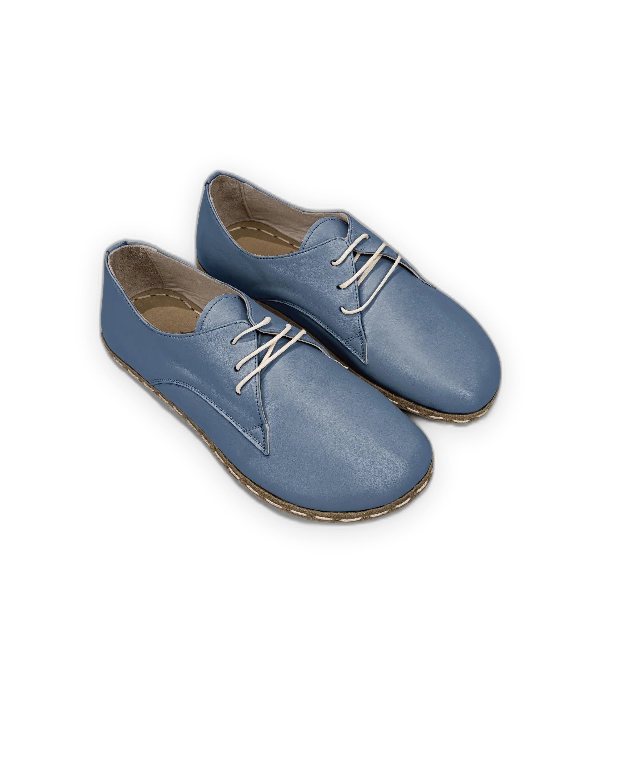 Men's Jean Blue Oxford Shoes - Handcrafted Calf Leather Wide Toe Box | Bespoky