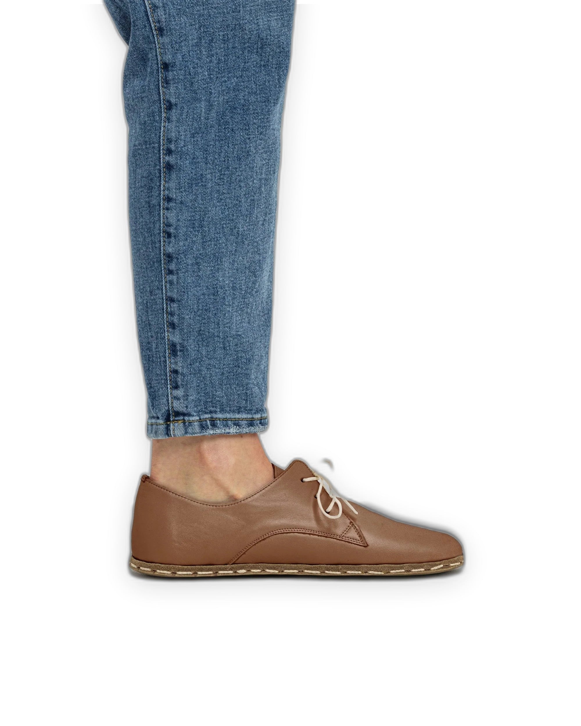Pair Tan Oxford Shoes - Barefoot Wide Toe Calf Leather | Bespoky