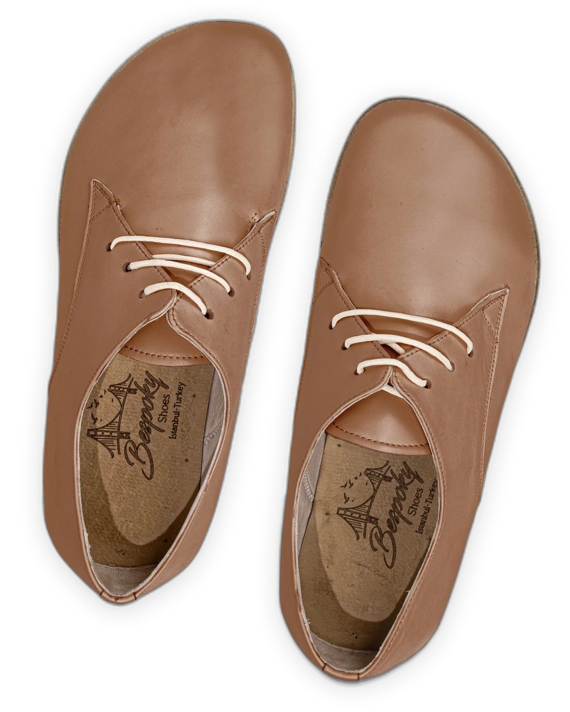 Side view Tan Oxford Shoes - Calf Leather Zero Drop | Bespoky