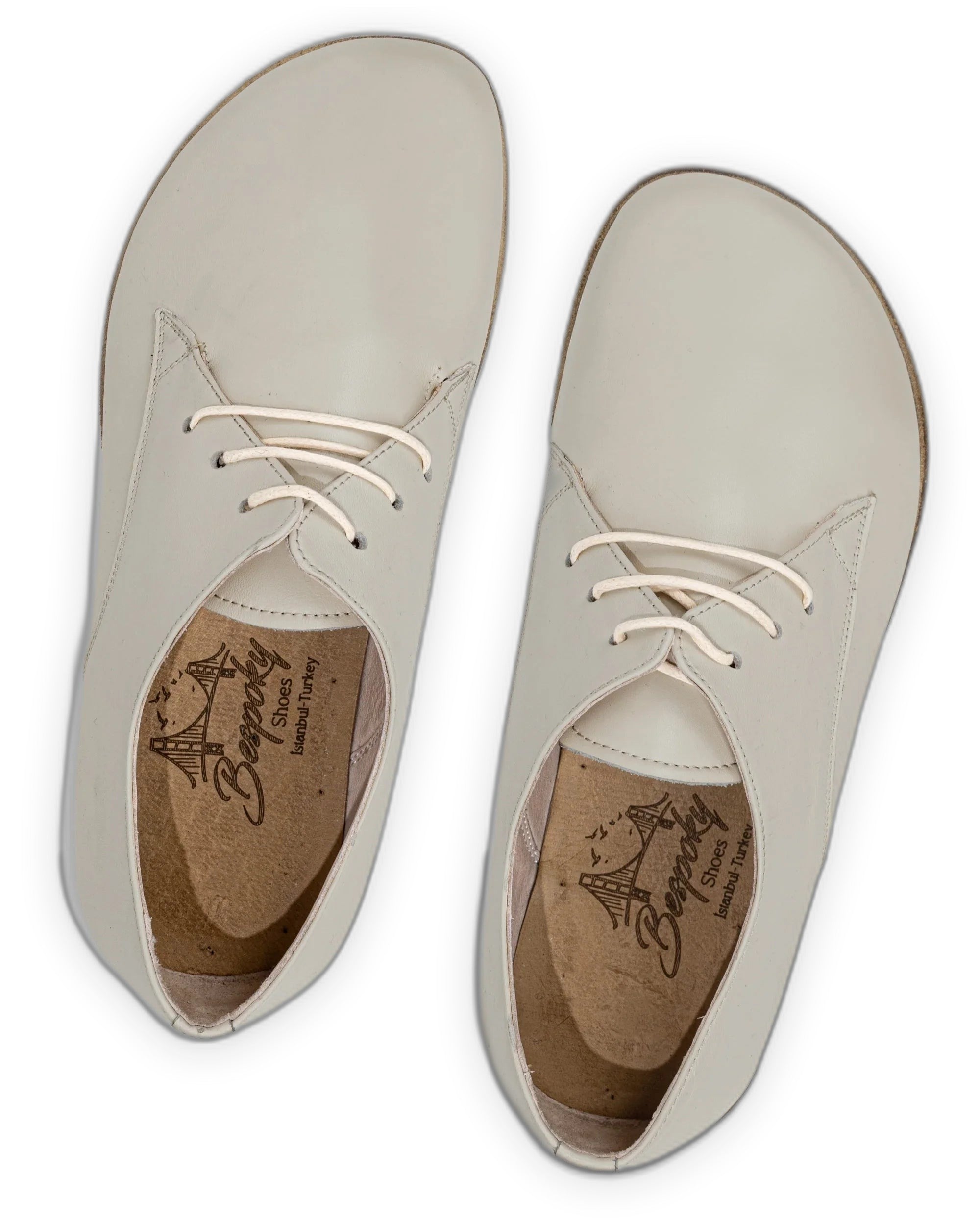 Detail Lucas Beige Oxford Shoes - Handcrafted Calf Leather Turkey | Bespoky