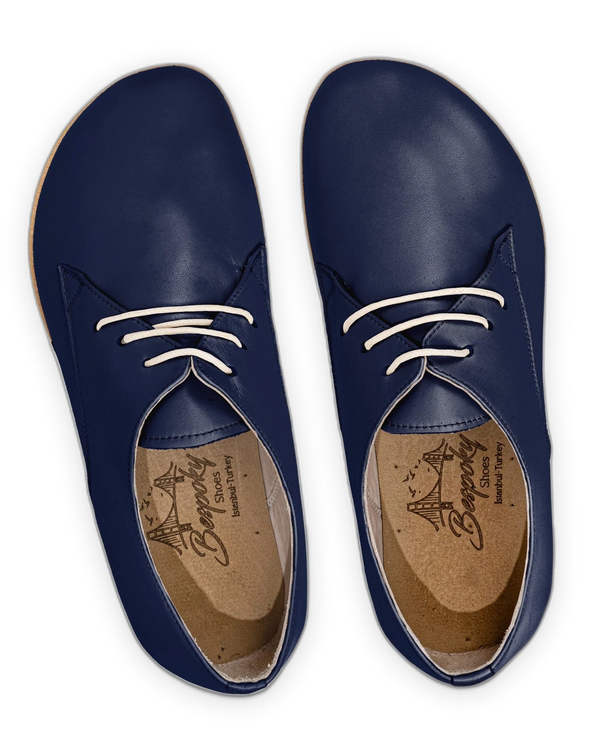 Side view Navy Blue Oxford Shoes - Calf Leather Zero Drop | Bespoky