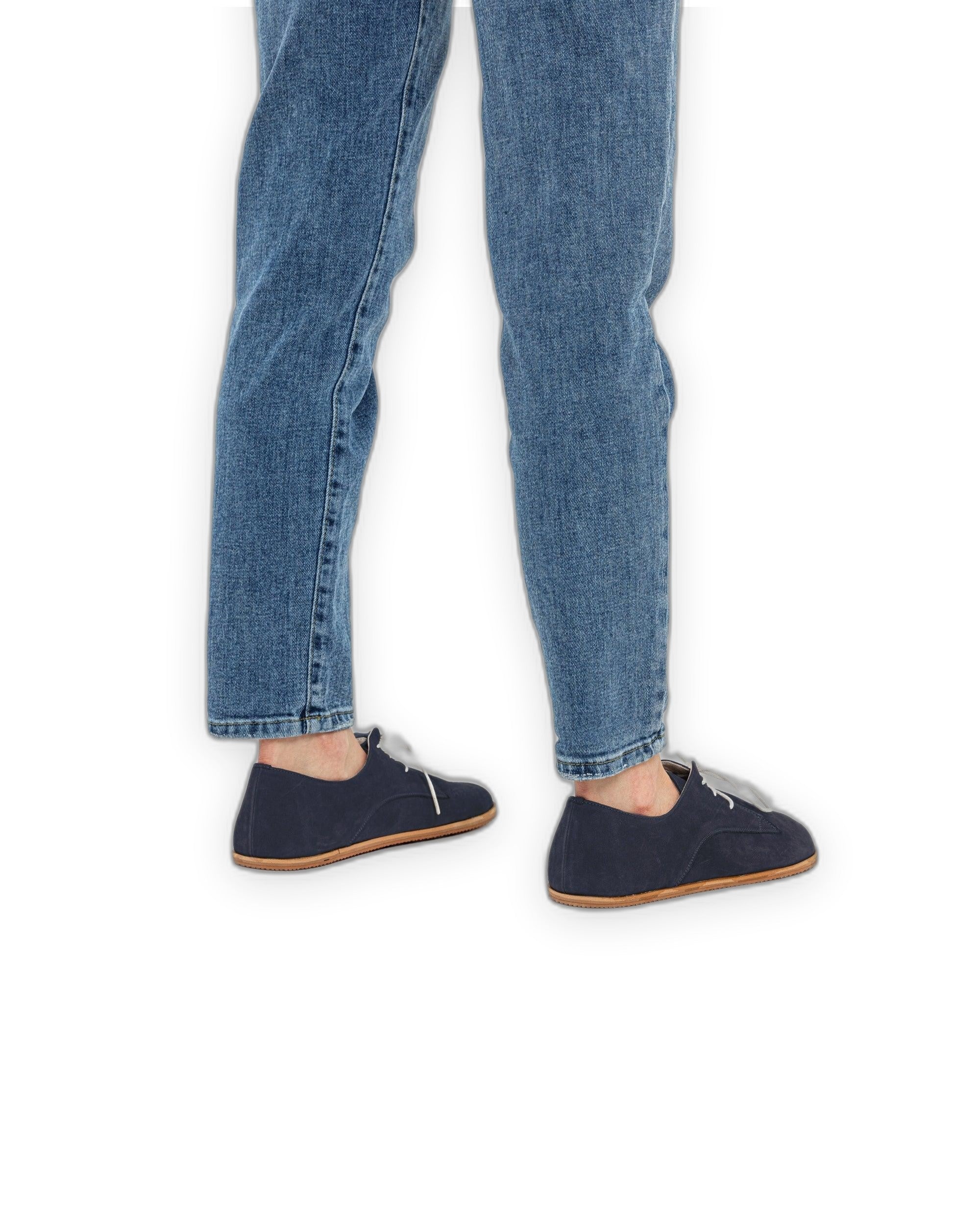 Detail Navy Nubuck Oxford Shoes - Handcrafted Calf Leather Turkey | Bespoky