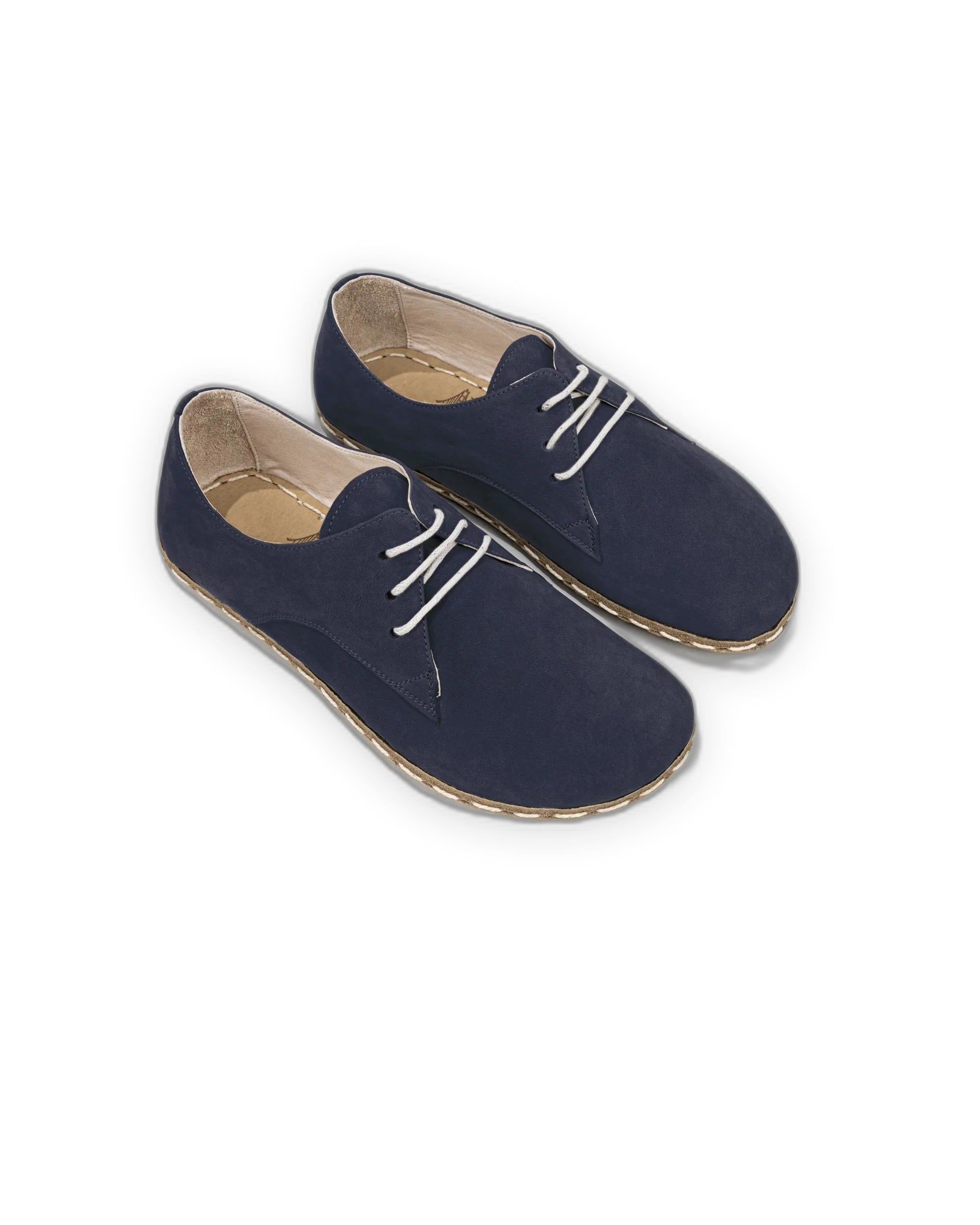 Men's Navy Nubuck Oxford Shoes - Handcrafted Calf Leather Wide Toe Box | Bespoky