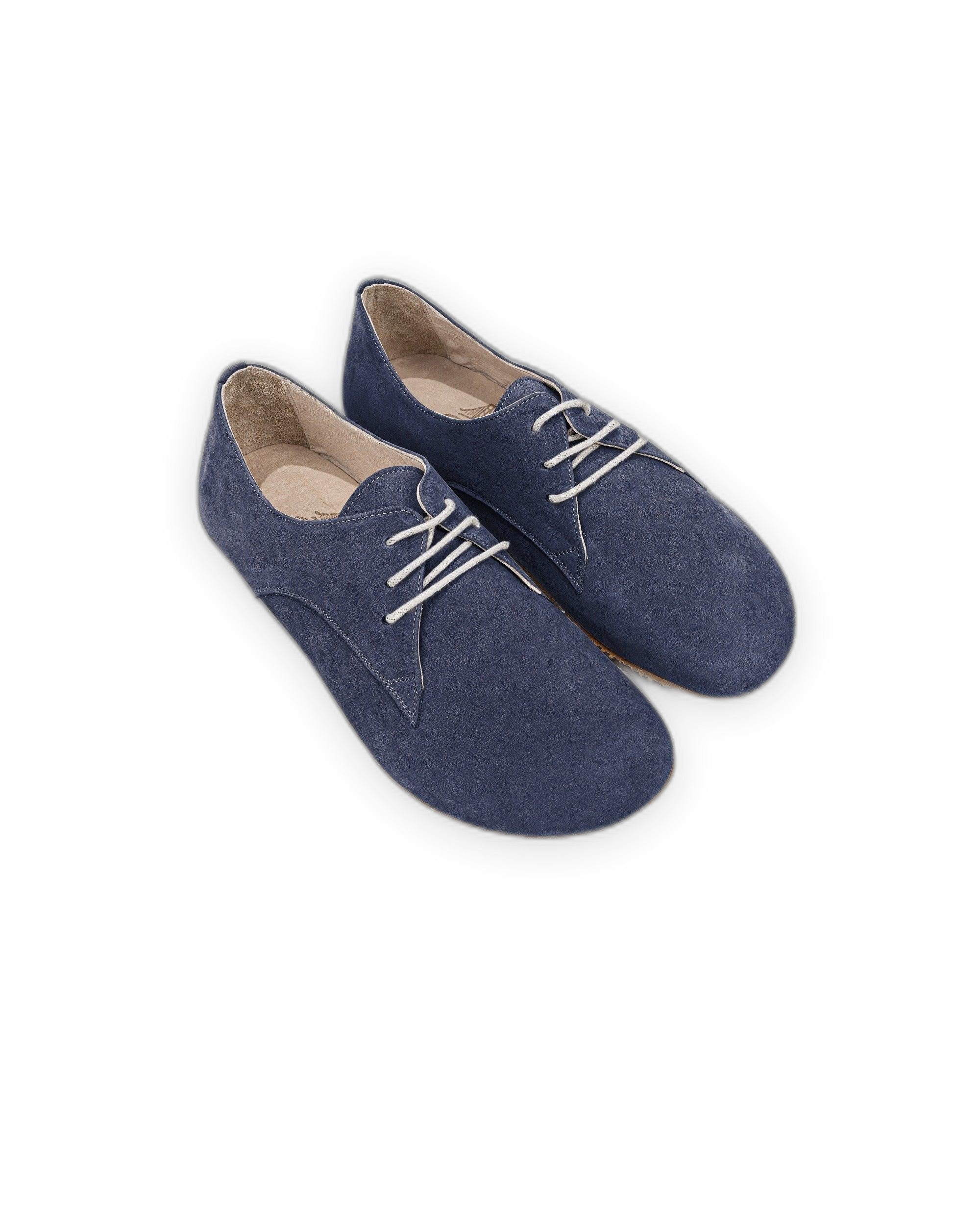 Men's Navy Nubuck Oxford Shoes - Handcrafted Calf Leather Wide Toe Box | Bespoky