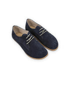 Men's Navy Suede Oxford Shoes - Handcrafted Calf Leather Wide Toe Box | Bespoky