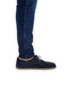 Detail Navy Suede Oxford Shoes - Handcrafted Calf Leather Turkey | Bespoky