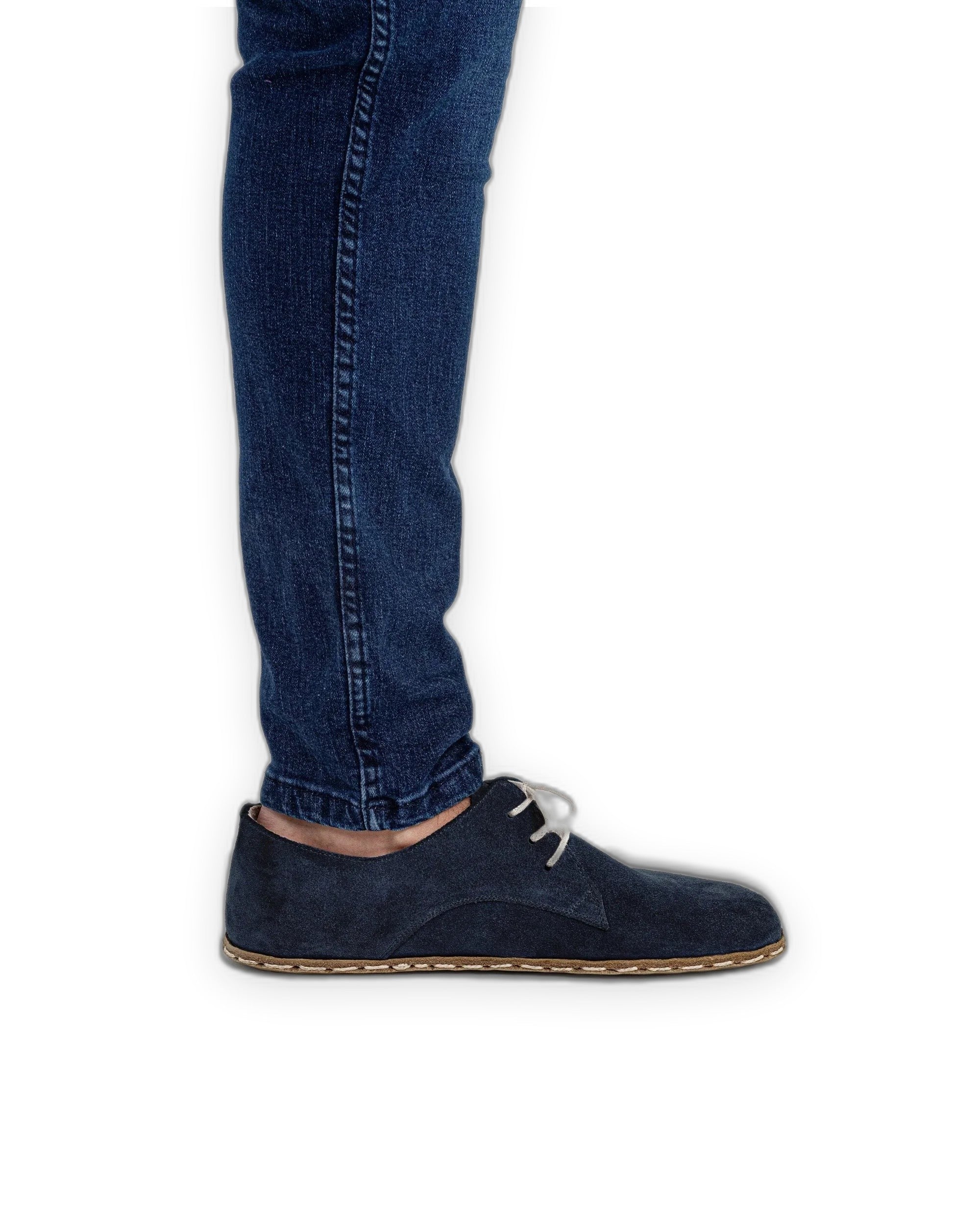 Detail Navy Suede Oxford Shoes - Handcrafted Calf Leather Turkey | Bespoky