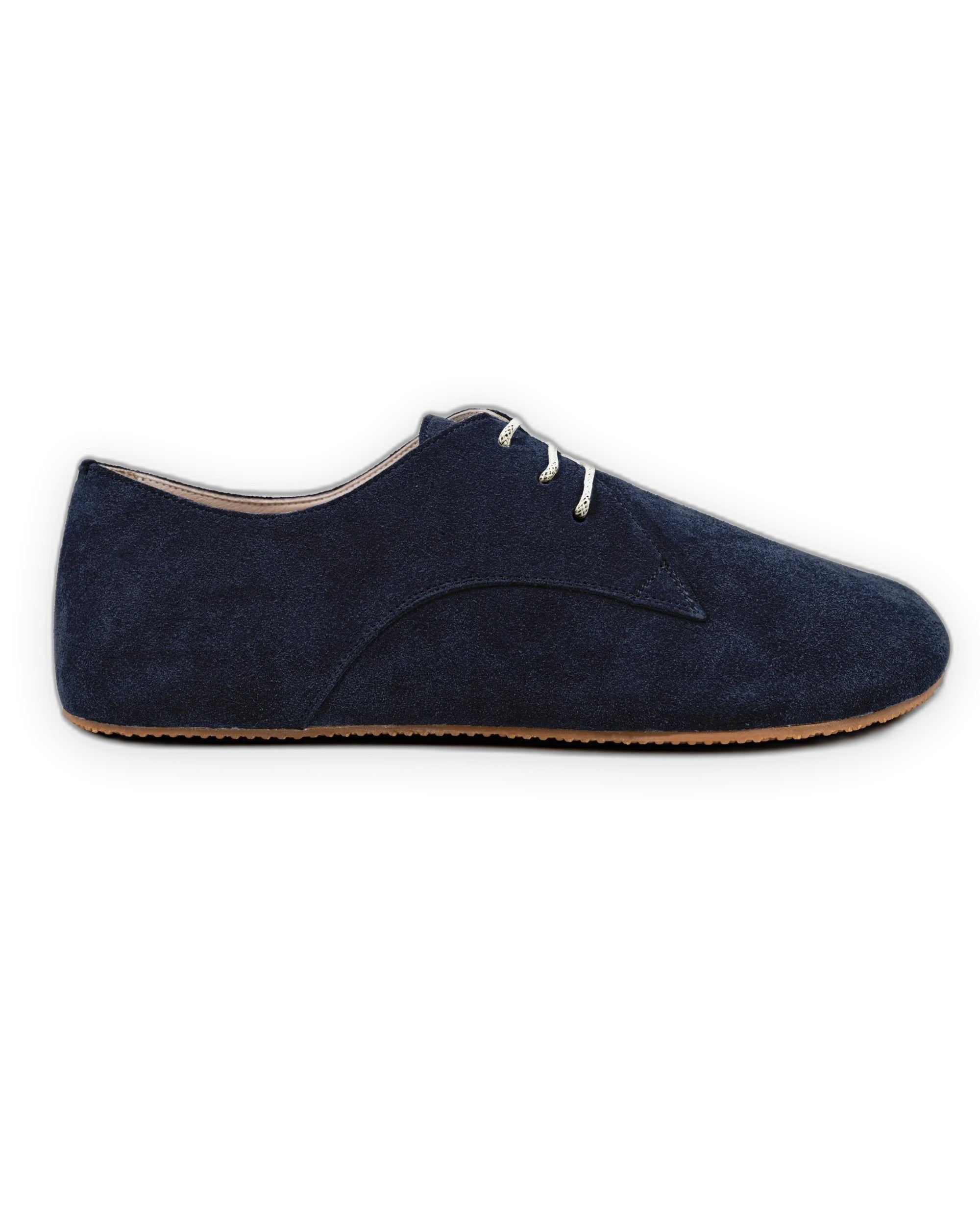 Side view Navy Suede Oxford Shoes - Calf Leather Zero Drop | Bespoky