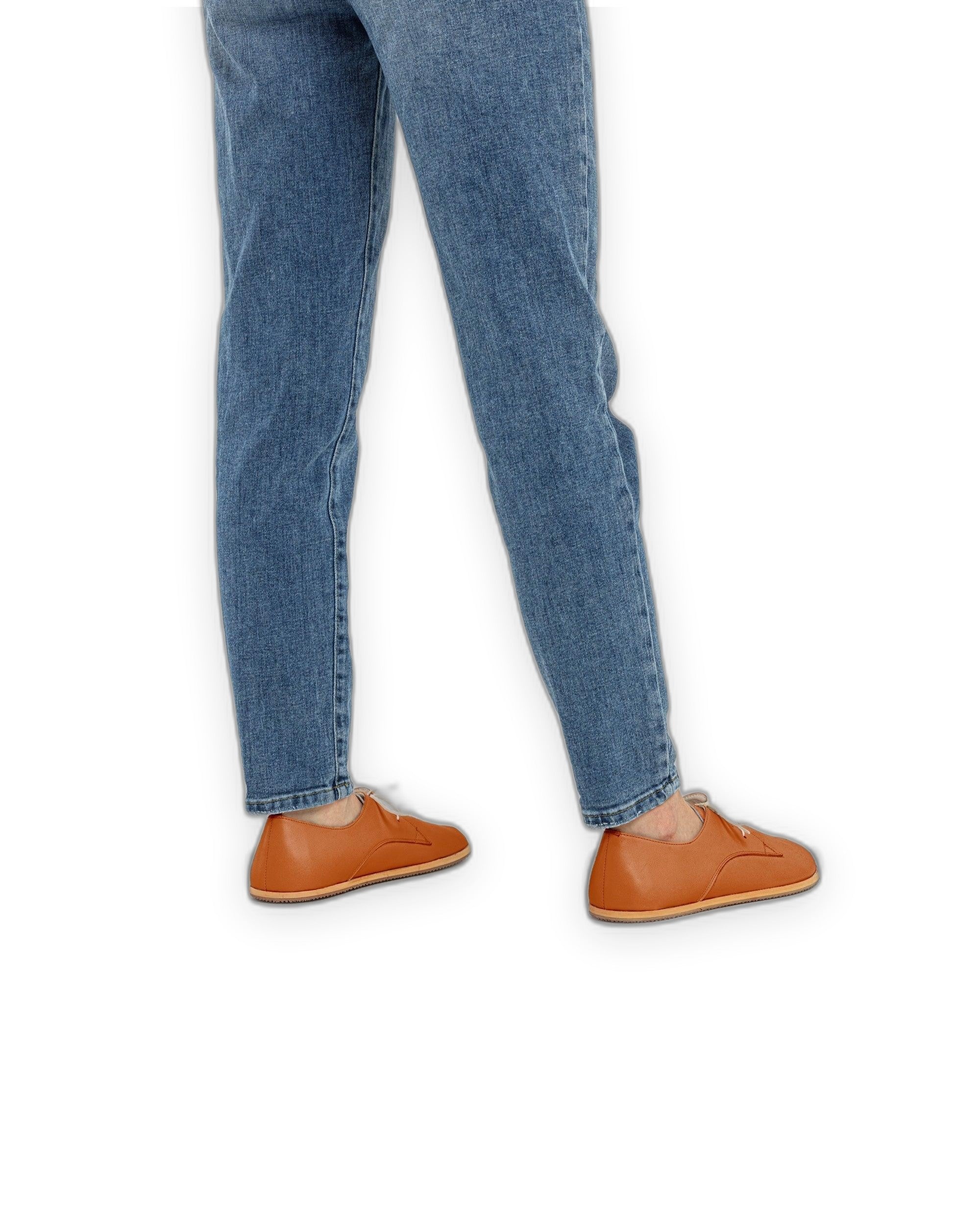 Pair Orange Oxford Shoes - Barefoot Wide Toe Calf Leather | Bespoky
