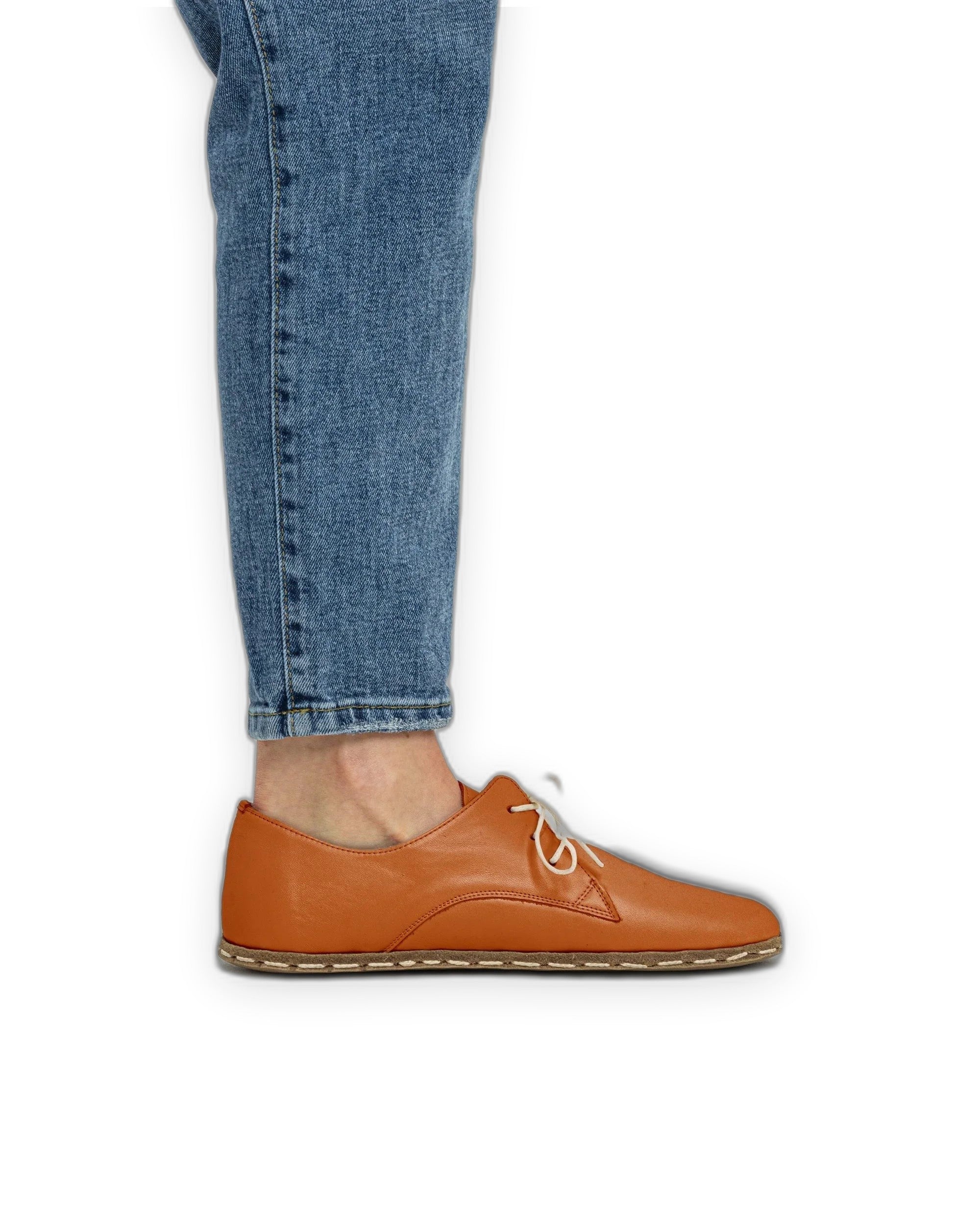 Detail Orange Oxford Shoes - Handcrafted Calf Leather Turkey | Bespoky
