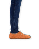 Pair Orange Suede Oxford Shoes - Barefoot Wide Toe Calf Leather | Bespoky