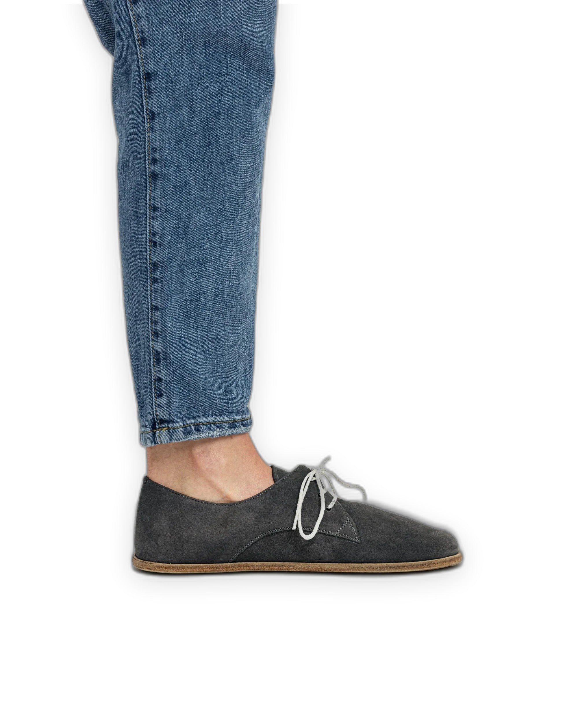 Pair Smoked Nubuck Oxford Shoes - Barefoot Wide Toe Calf Leather | Bespoky