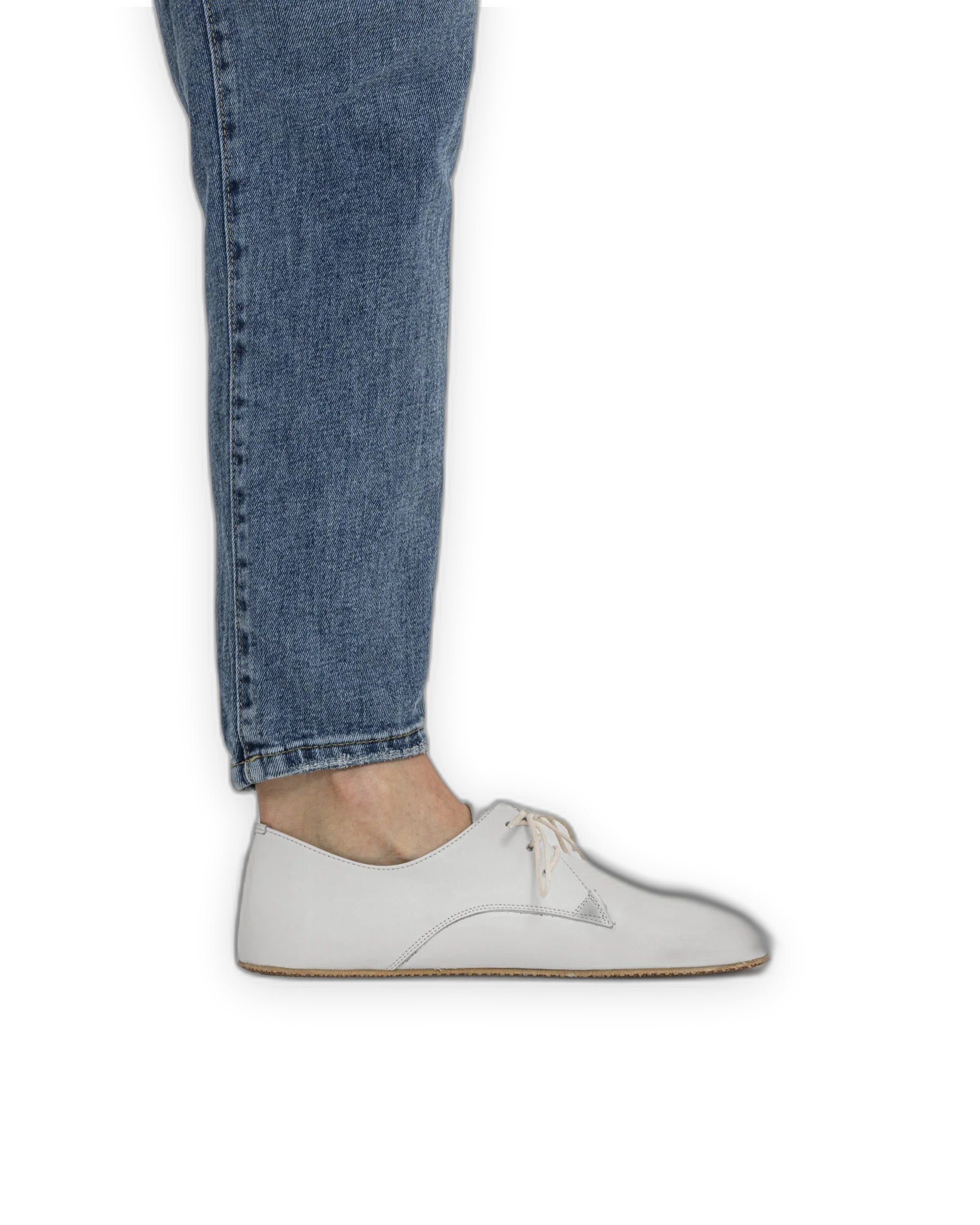 Side view White Oxford Shoes - Calf Leather Zero Drop | Bespoky