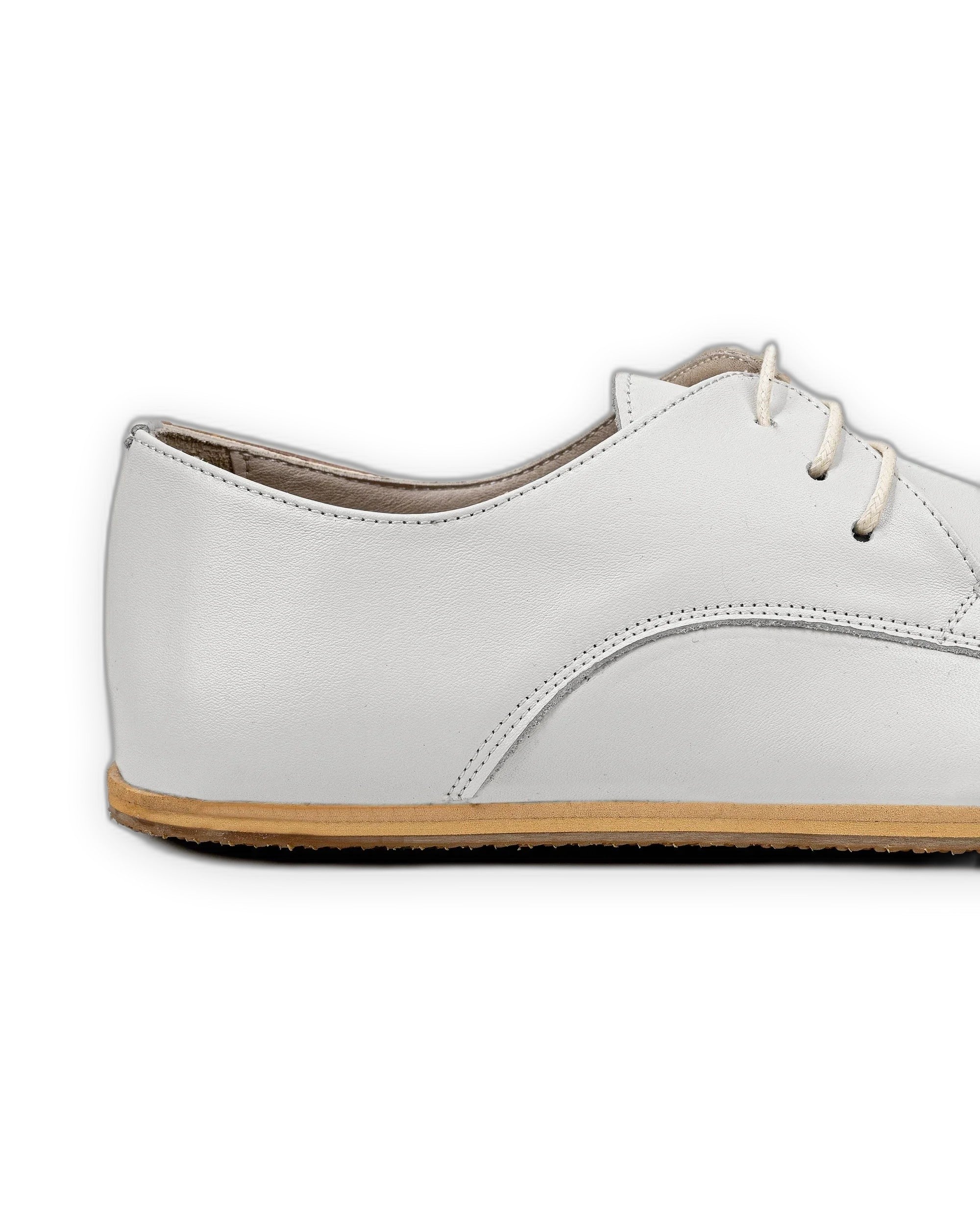 Side view White Oxford Shoes - Calf Leather Zero Drop | Bespoky
