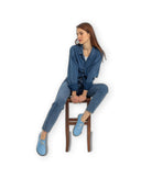 Back view Baby Blue Oxford Shoes - Calf Leather Handcrafted | Bespoky