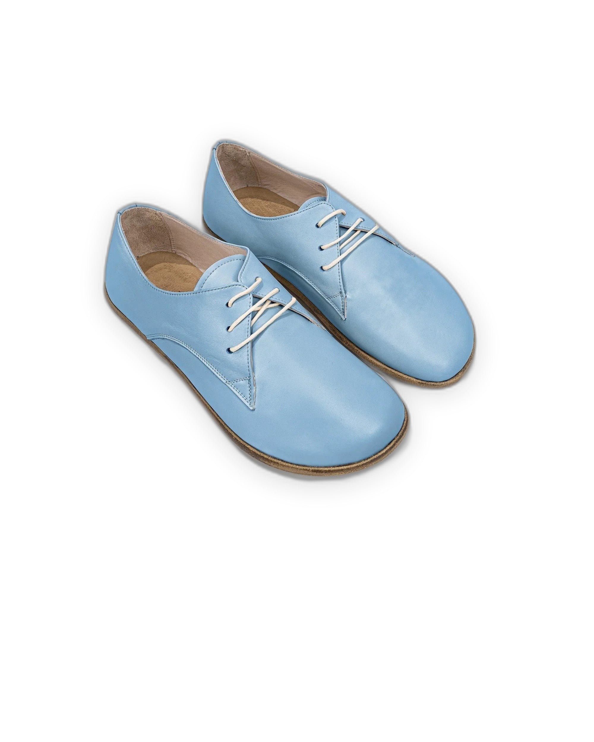 Women's Baby Blue Oxford Shoes - Handcrafted Calf Leather Wide Toe Box | Bespoky