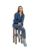 Back view Baby Blue Oxford Shoes - Calf Leather Handcrafted | Bespoky