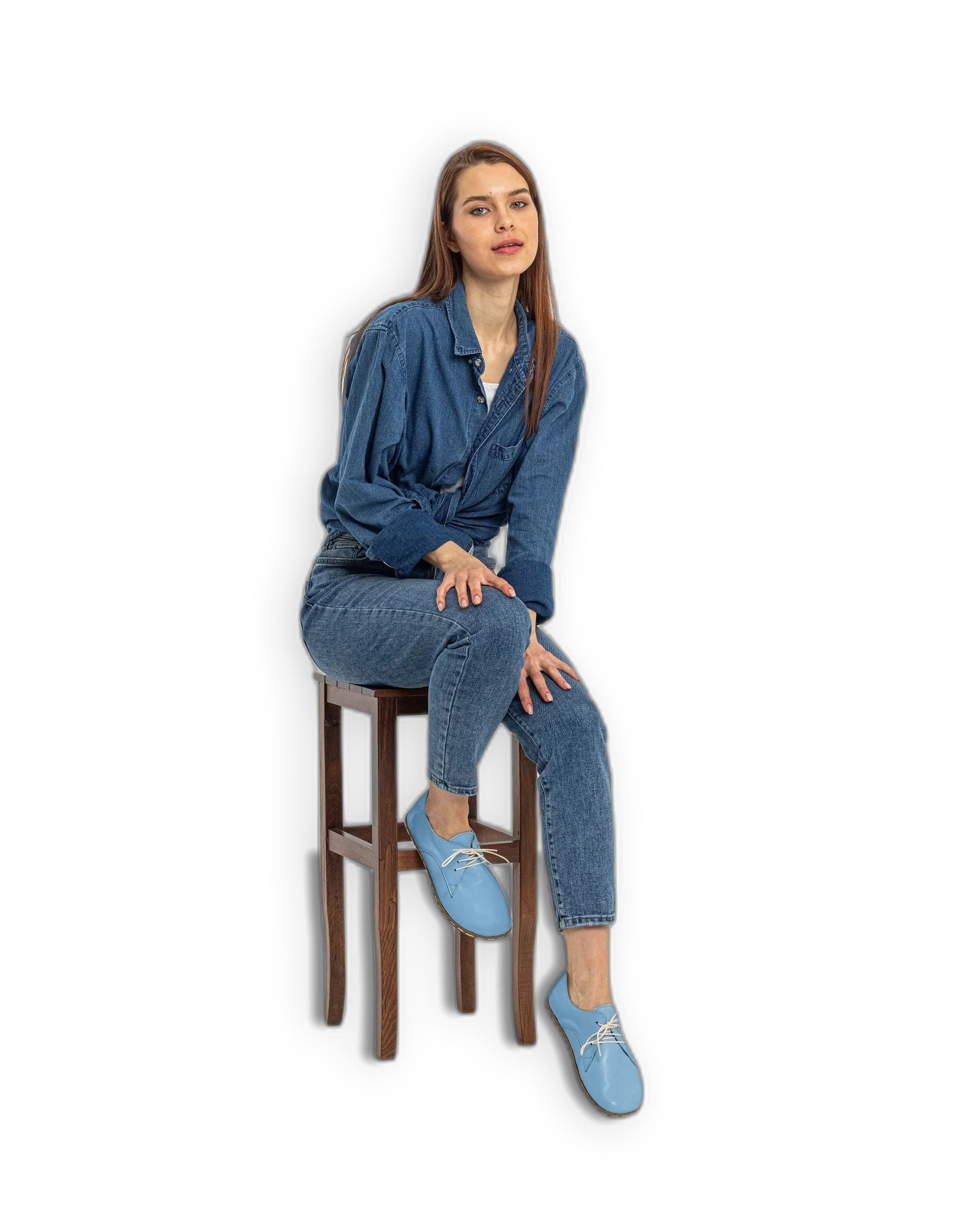 Back view Baby Blue Oxford Shoes - Calf Leather Handcrafted | Bespoky
